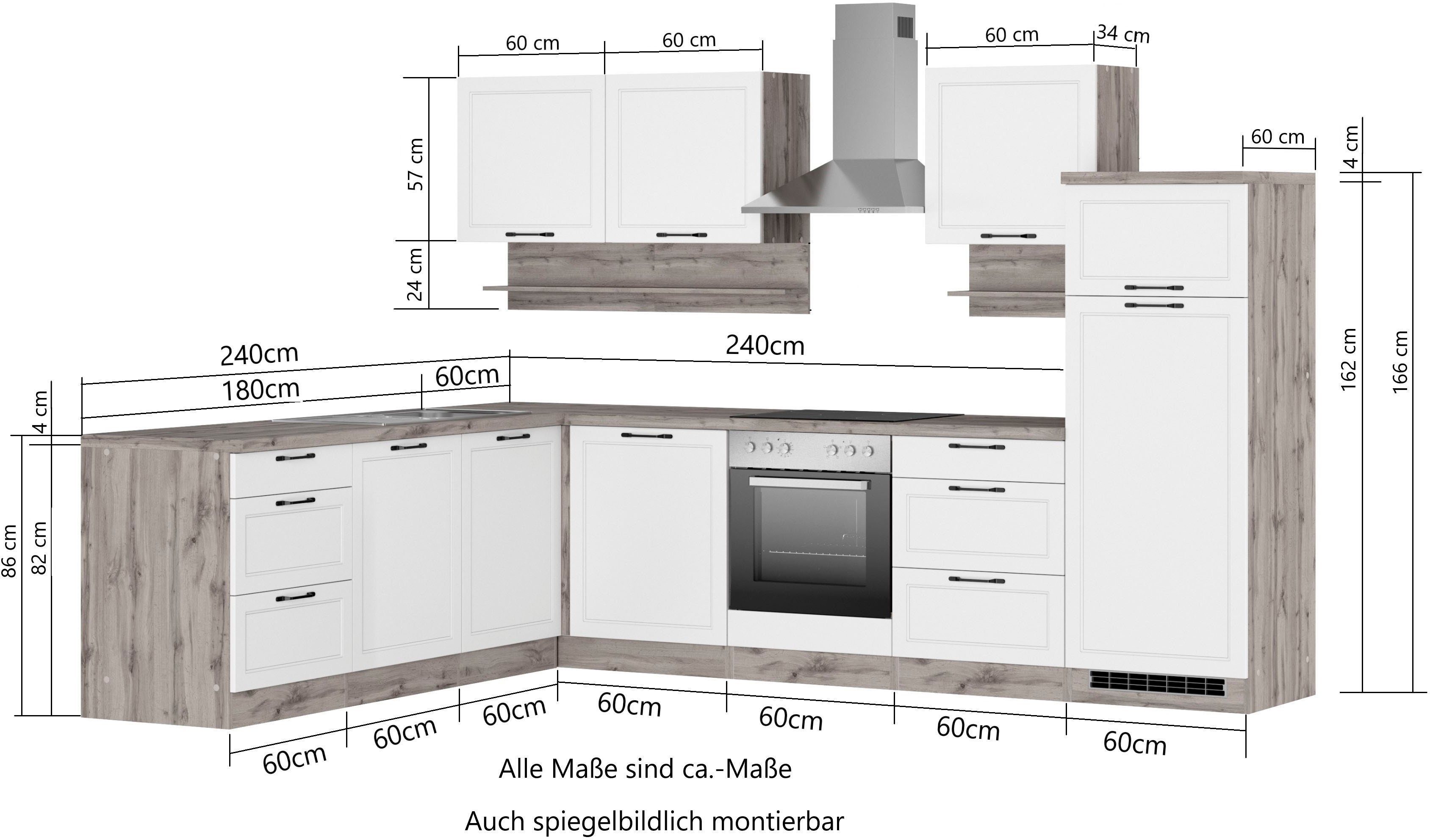 HELD MÖBEL Küche Lana, Stellbreite 240/300 cm, wahlweise mit oder ohne E-Geräte