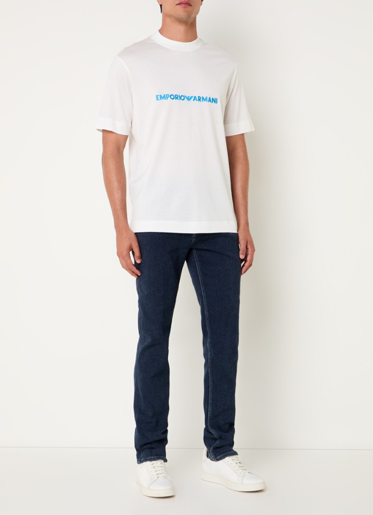 Tricou Emporio Armani din amestec de lyocell cu logo brodat