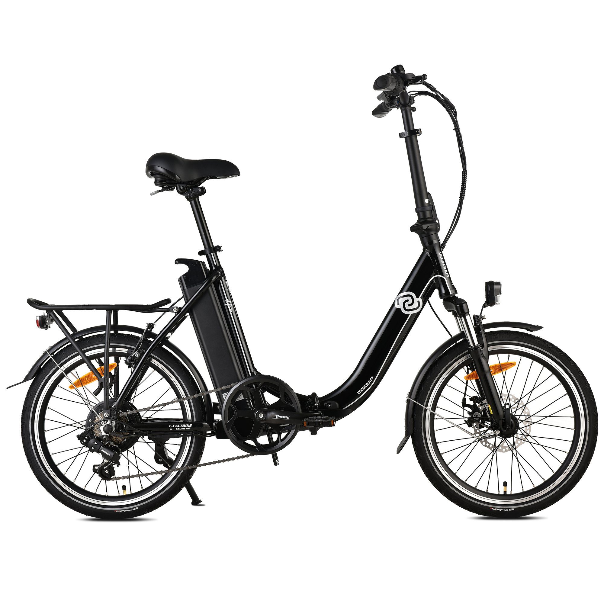 VECOCRAFT E-Bike E-Pax 20Zoll, 7 Gang Shimano Schaltwerk, Kettenschaltung, Heckmotor, 468,00 Wh Akku