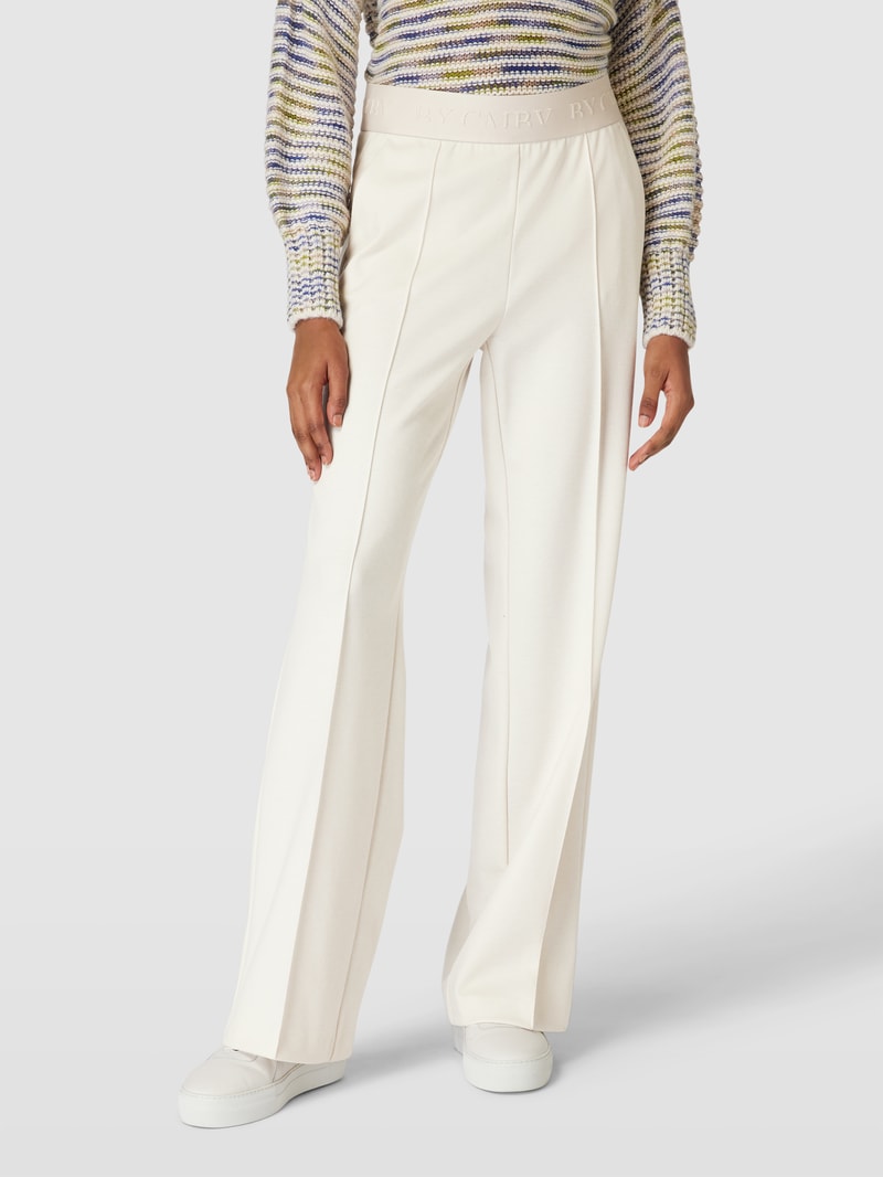 Stoffhose mit Logo-Bund in offwhite