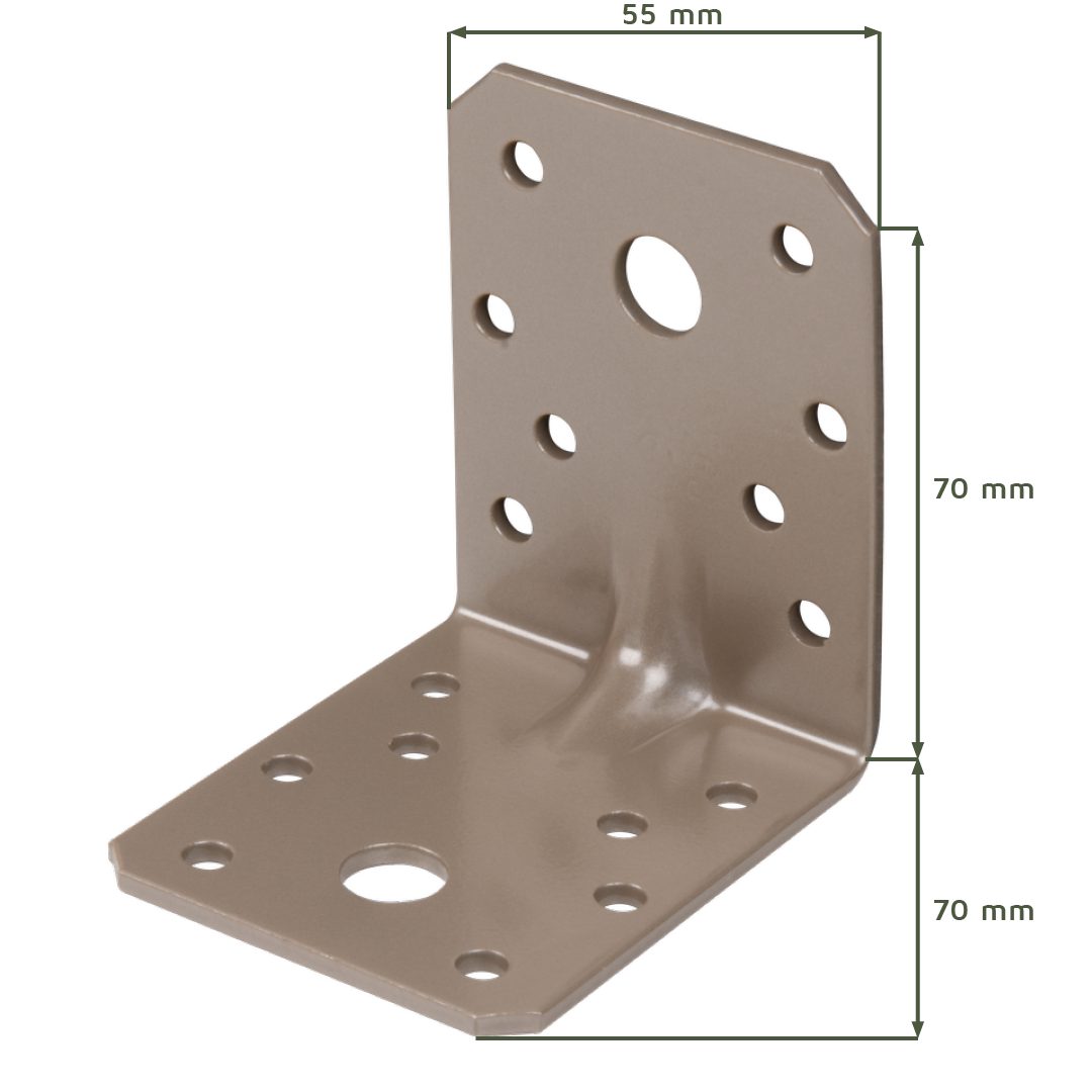Alberts Holzkonstruktionsbeschlag Schwerlast-Winkelverbinder DURAVIS® 70x70x55 mm, Duplexbeschichtet; mit Sicke