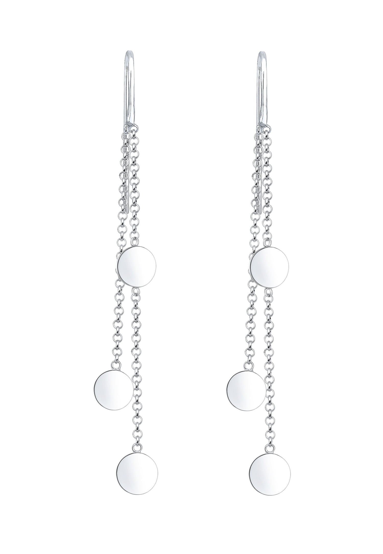 Pendientes Elli con colgante de círculo geométrico para mujer - Plata 925/1000
