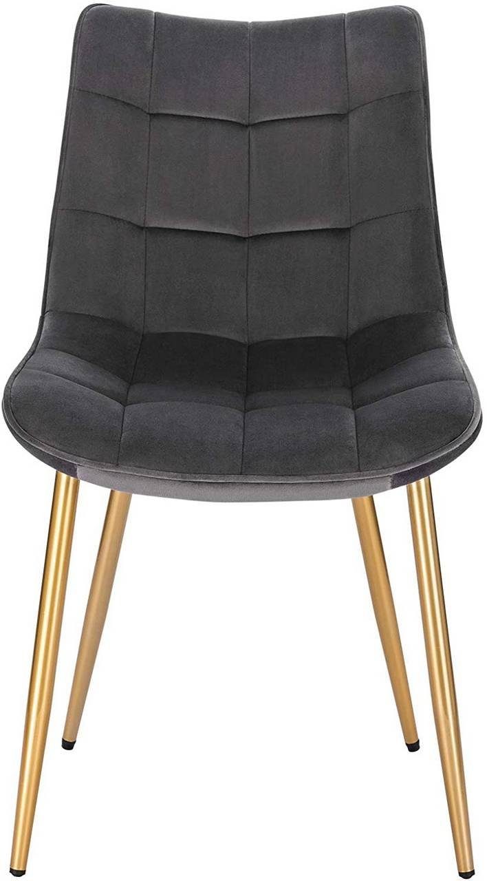 Woltu 4-Fußstuhl (2er-Set), Esszimmerstuhl Sessel, Metall Gold Beine