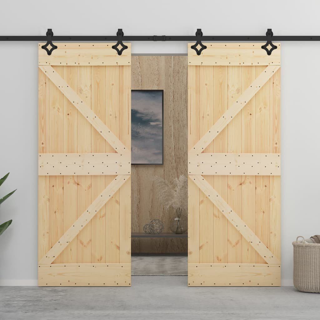 vidaXL Schiebetür Schiebetür mit Beschlag 80x210 cm Kiefer Massivholz (1-St)