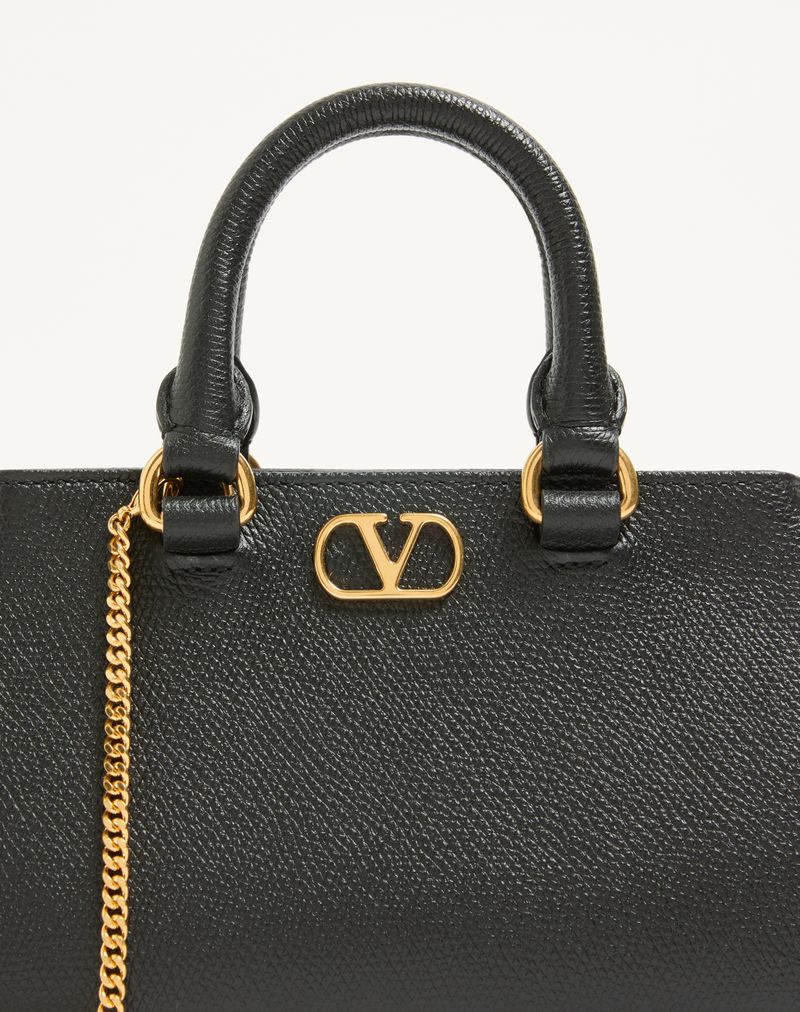 Bolsa Mini VLogo Signature em couro de bezerro granulado