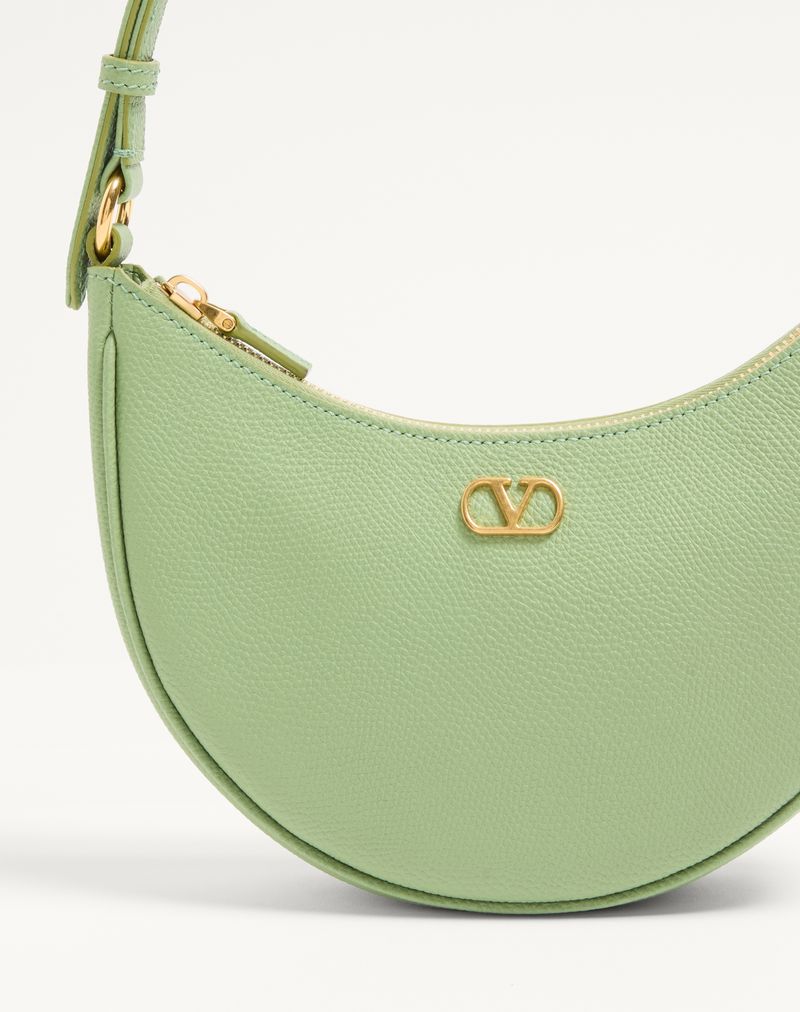 Bolsa Mini Hobo Assinatura VLogo em pele de bezerro granulada