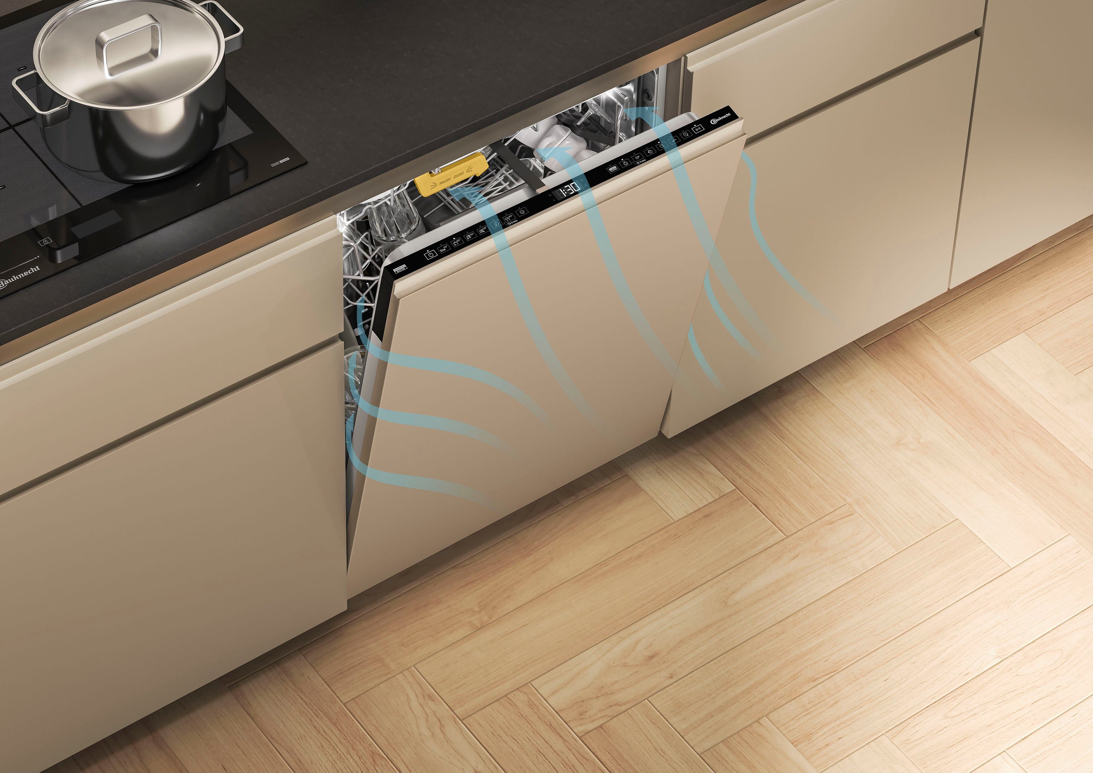 BAUKNECHT vollintegrierbarer Geschirrspüler, B8I HF58 TUC, 14 Maßgedecke, SpaceClean – die 3. Schublade für hohe Gläser und Müslischalen