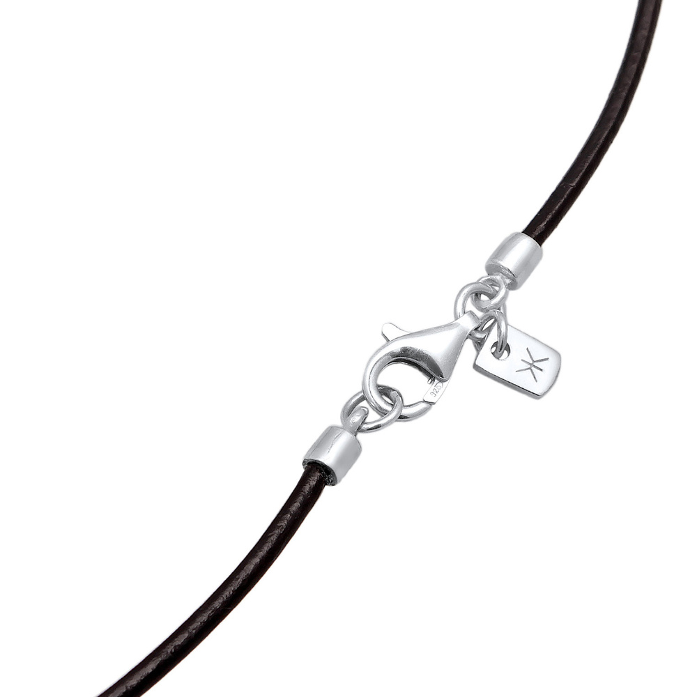 KUZZOI KUZZOI Collier Hommes choker goutte pendentif en satin avec onyx en argent sterli collier