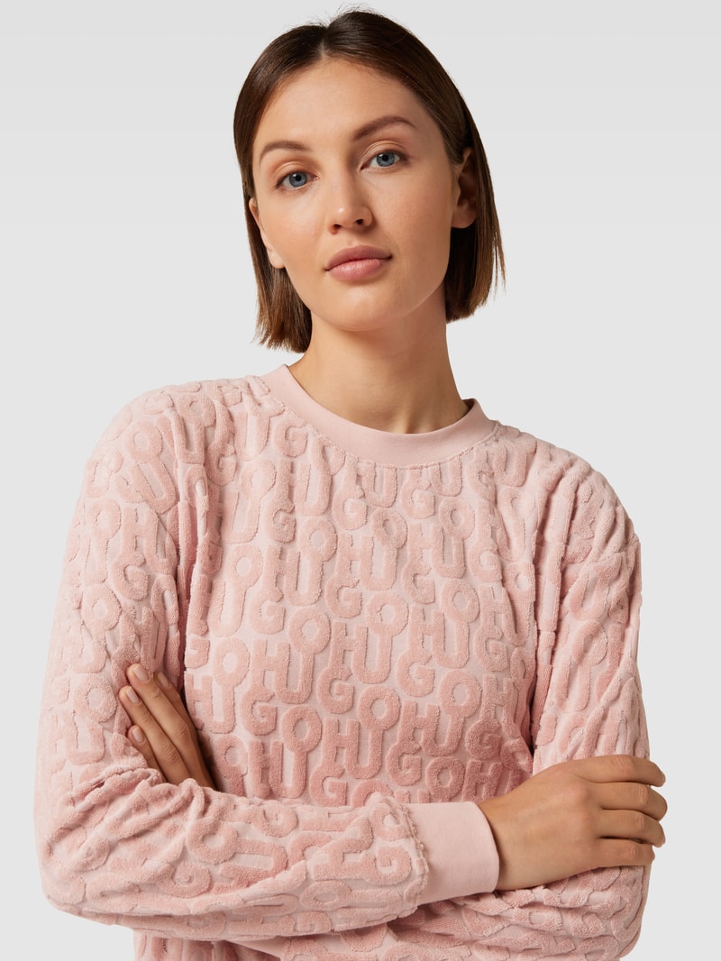 Sweatshirt mit Allover-Label-Muster aus Frottee Modell 'TERRY ME' in rosa