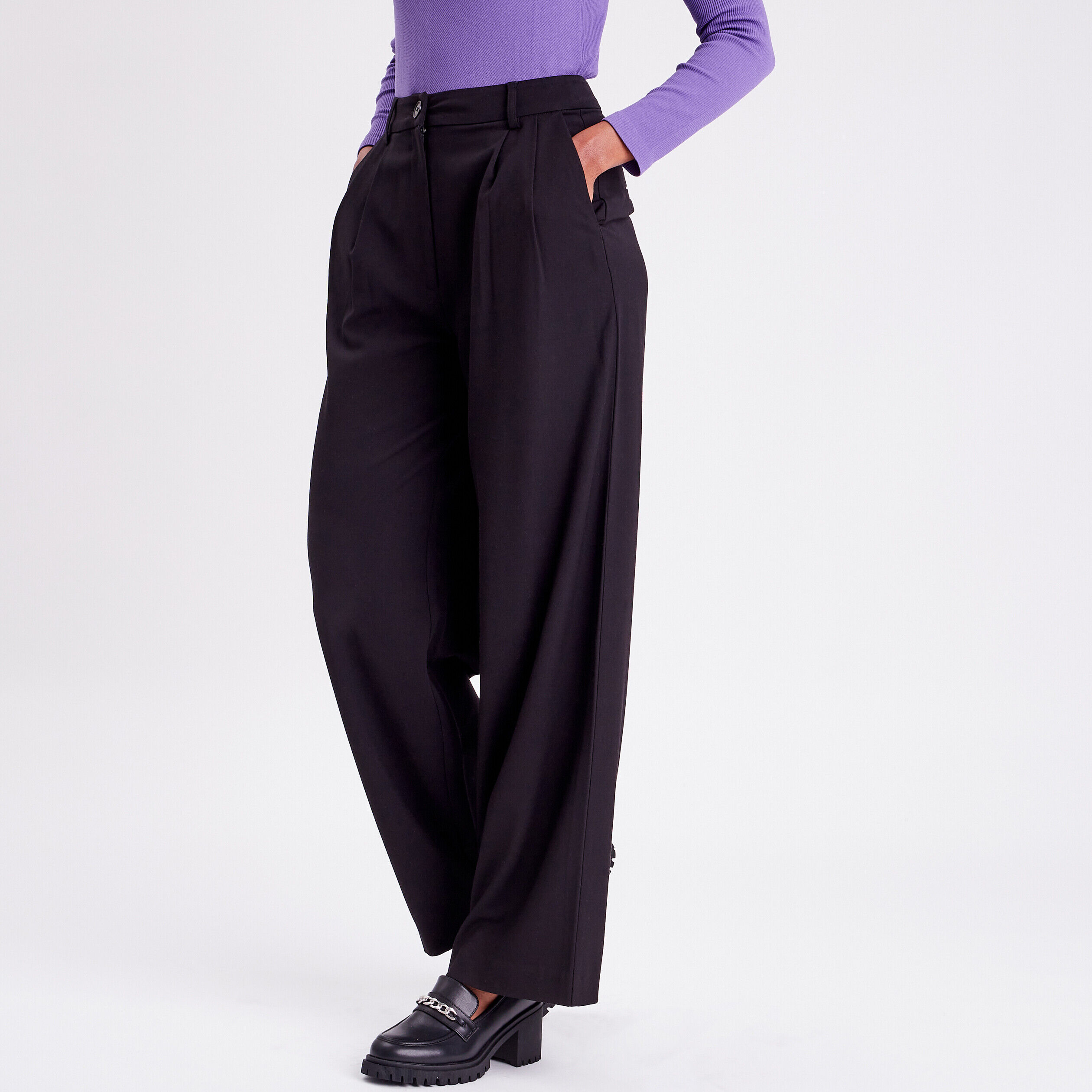 Pantalon city droit pinces noir femme | Cache Cache
