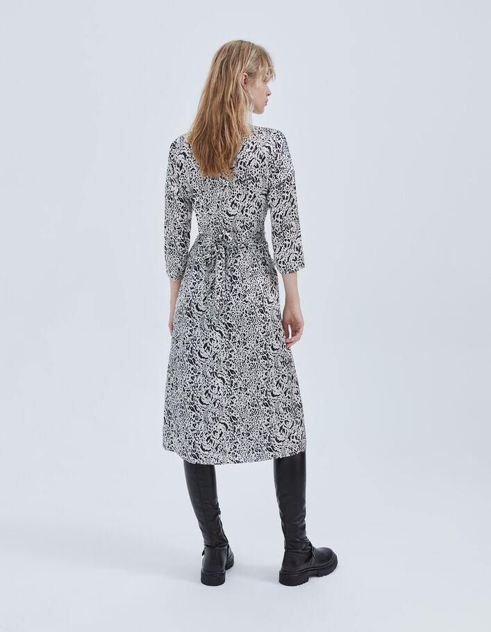 Robe midi blanc cassé imprimé animalier Femme