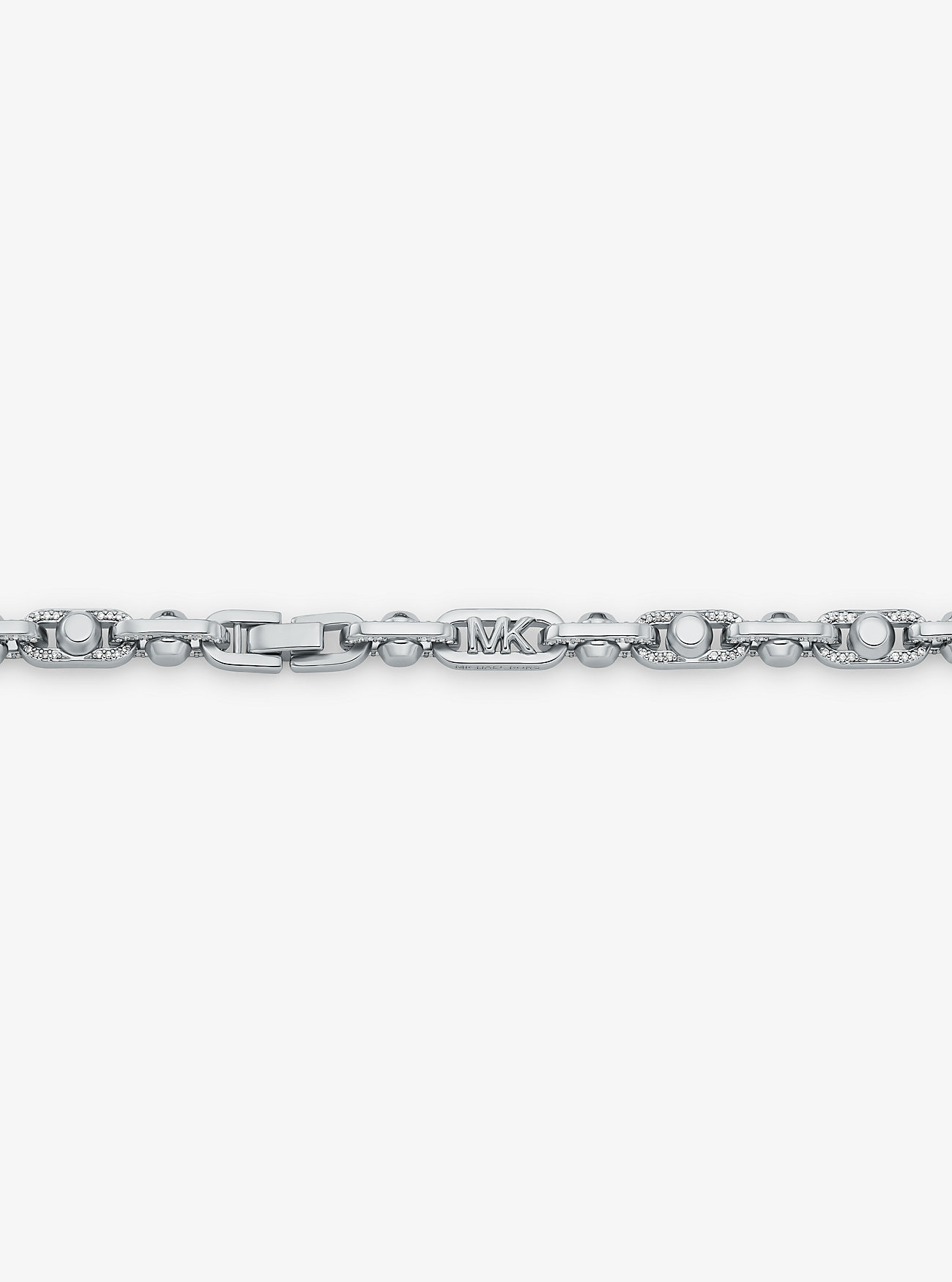 Astor Link Medium Pavé Precious Metal-Plated Brass Necklace - SILVER