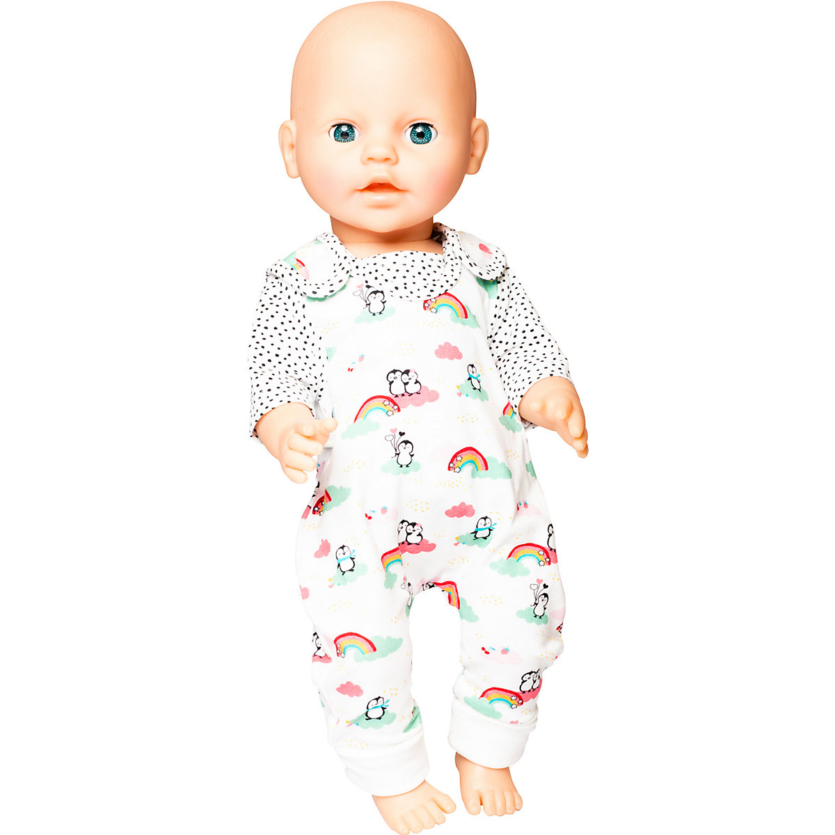 Puppen-Strampler mit T-Shirt Pinguin Pünktchen, Gr. 28-35 cm
