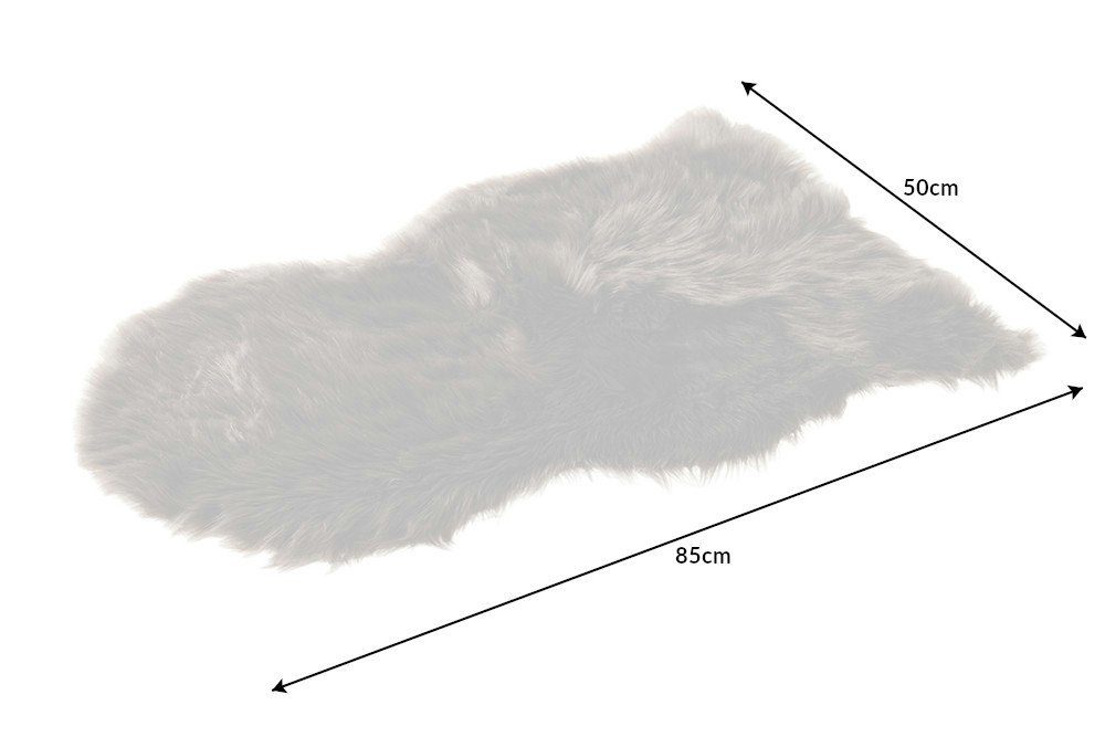 Fellteppich DOLLY 85x50cm grau, riess-ambiente, oval, Wohnzimmer · Faux-Fur · Kunstfell · Schlafzimmer