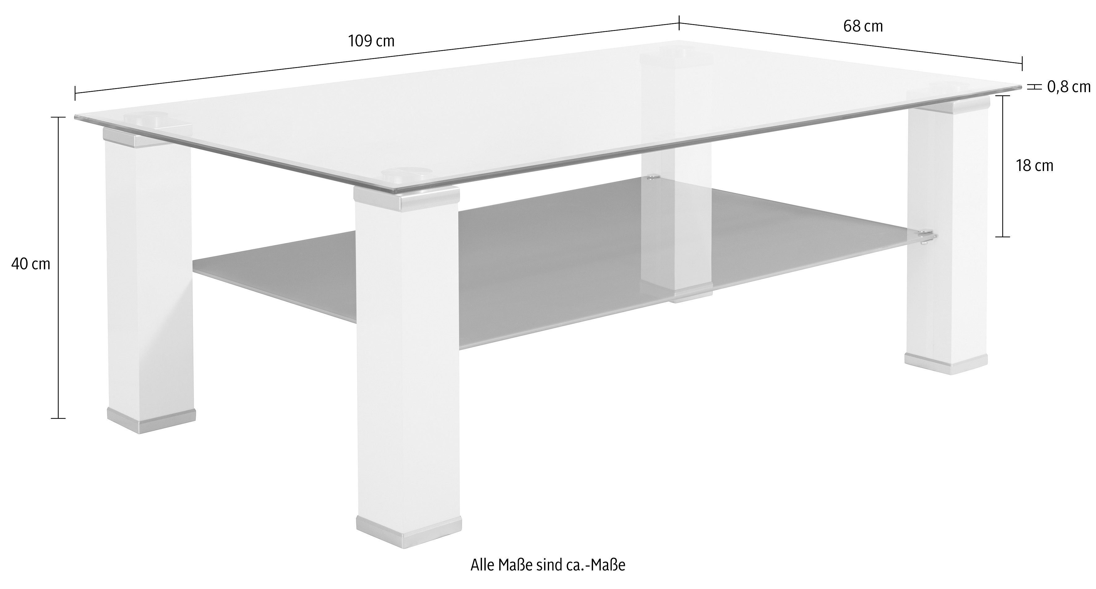 PRO Line Couchtisch, mit Glasplatte, Glasboden, Gestell aus Holz, rechteckig
