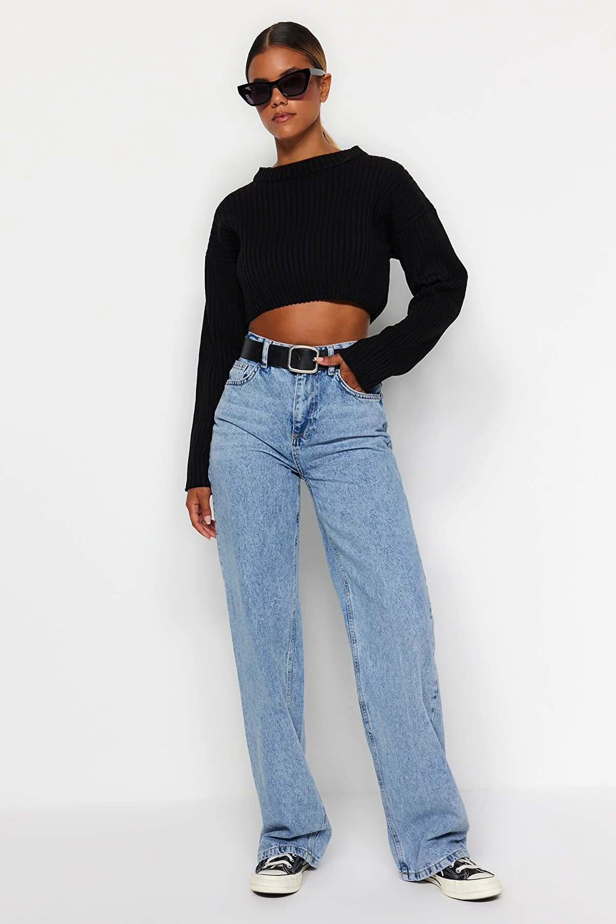 Trendyol Collection  Jeans - Dunkelblau - Wide Leg