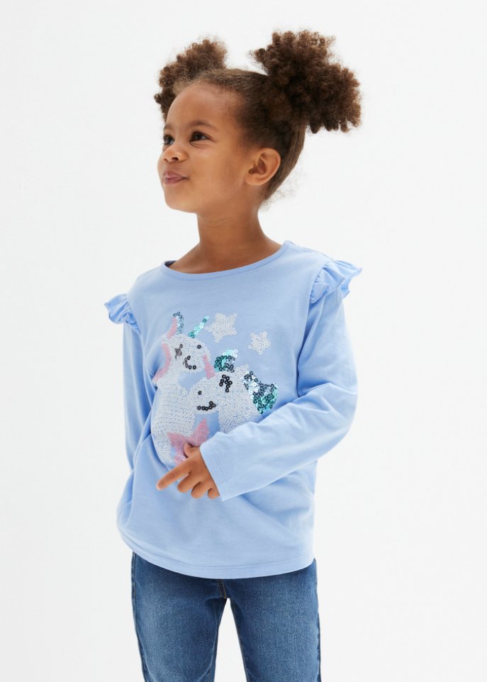 Mädchen Langarmshirt mit Pailletten
