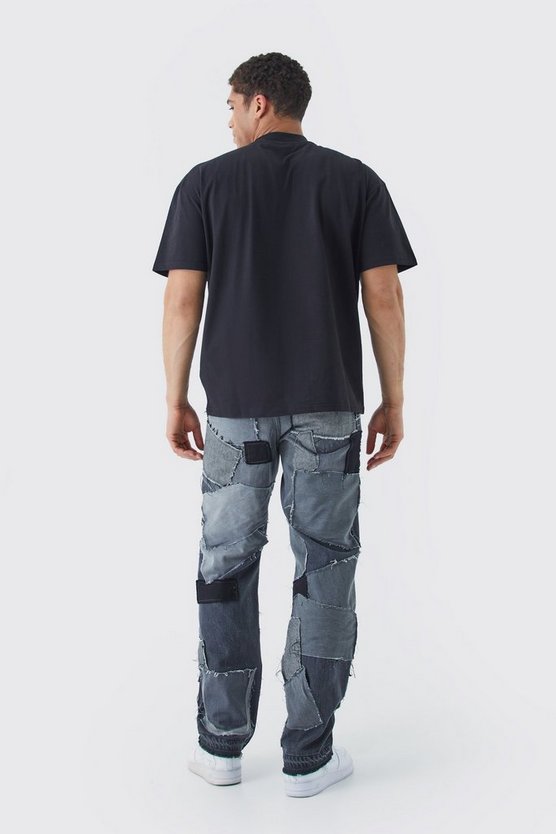 Relaxed Distressed Patchwork Jean