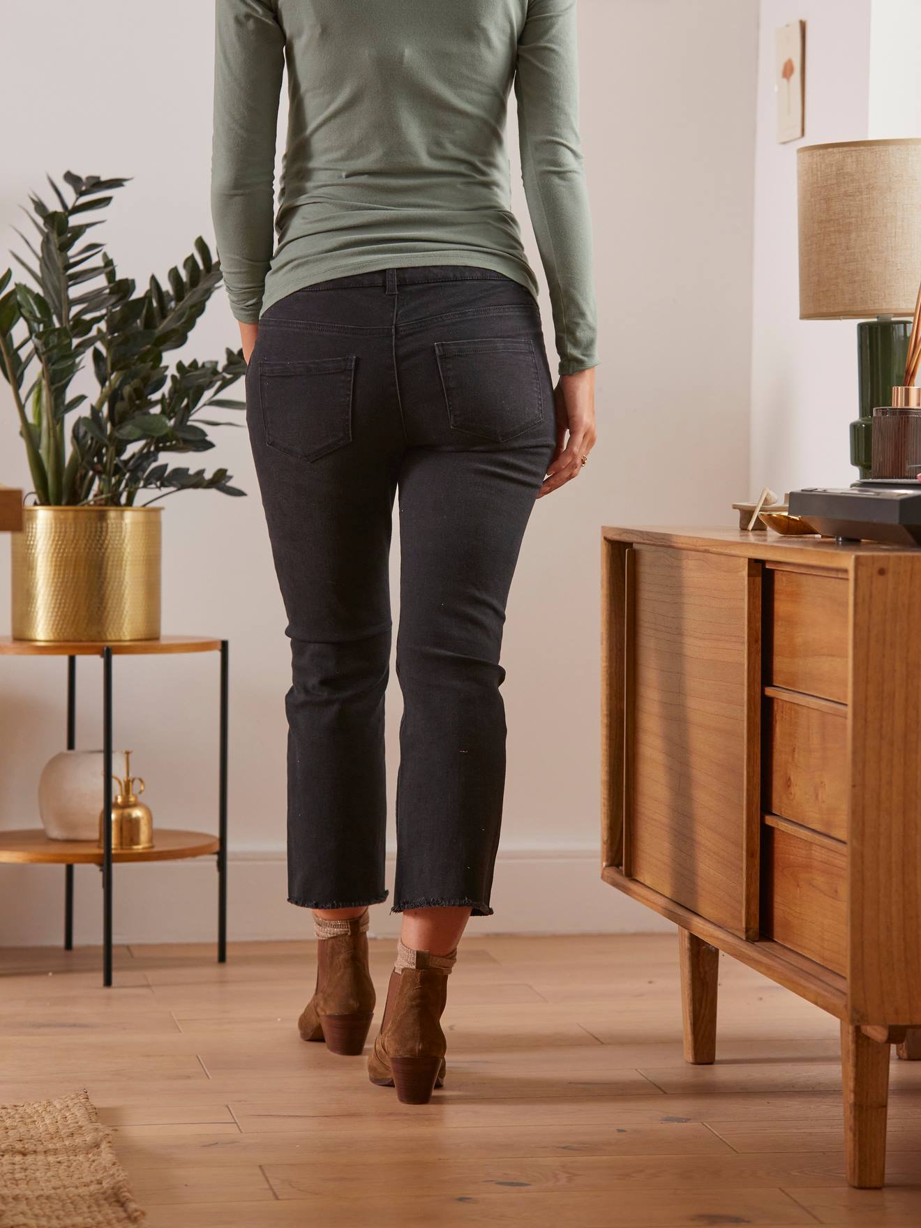 Jean flare de grossesse entrejambe 65 cm gris anthracite