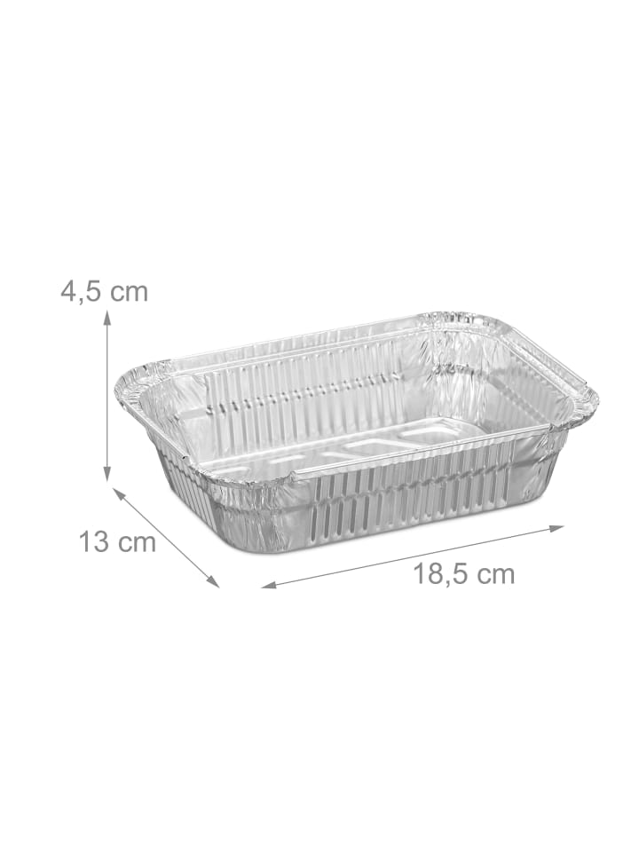 relaxdays 50 x Aluschalen in Silber - (B)18,5 x (H)4,5 x (T)13 cm günstig kaufen onesize