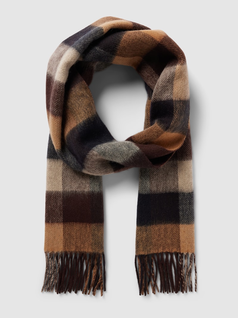 Schal aus Wolle mit Tartan-Karo Modell 'LARGS' in mittelbraun