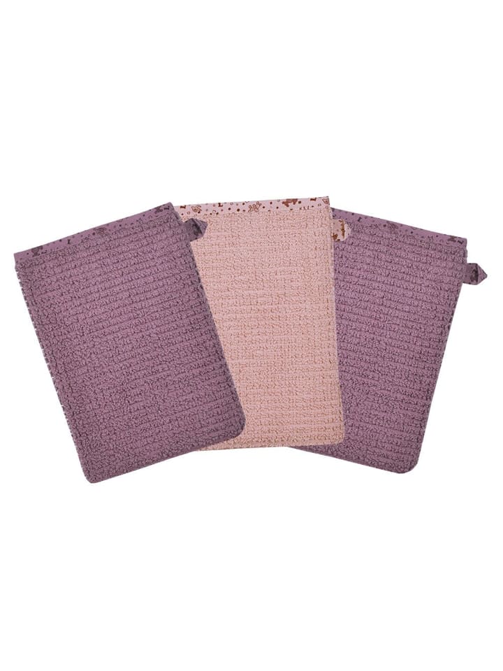 Wörner Waschhandschuh 3er Pack Bio-Baumwolle - Lama - Mauve in rosa günstig kaufen onesize