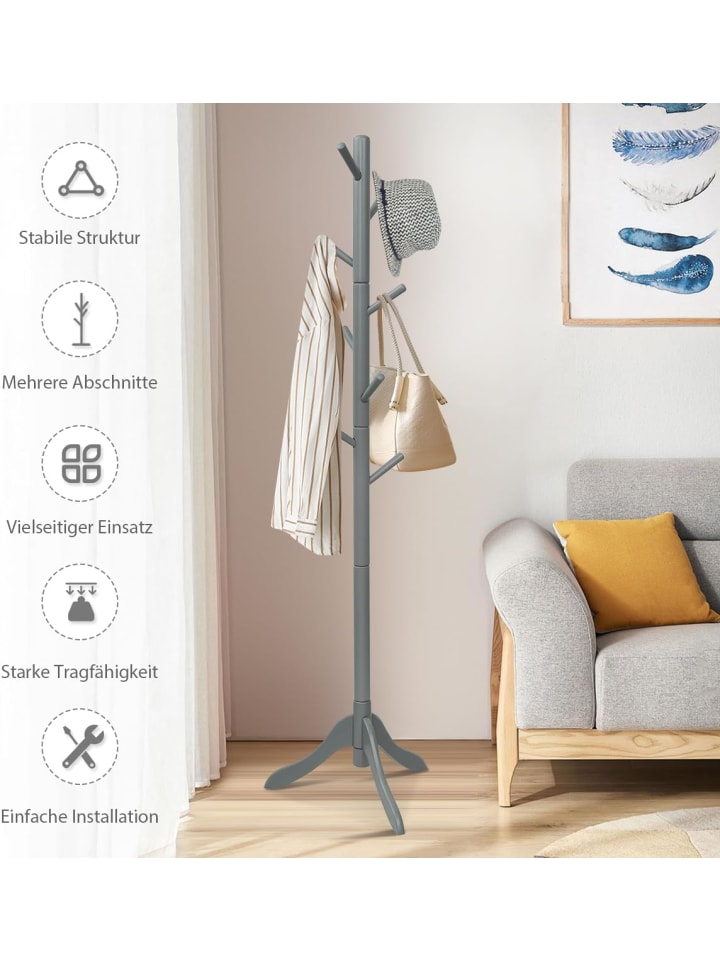 COSTWAY Garderobenständer 175cm in Grau günstig kaufen onesize