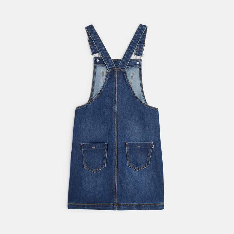 Robe-salopette en jean bleue fille