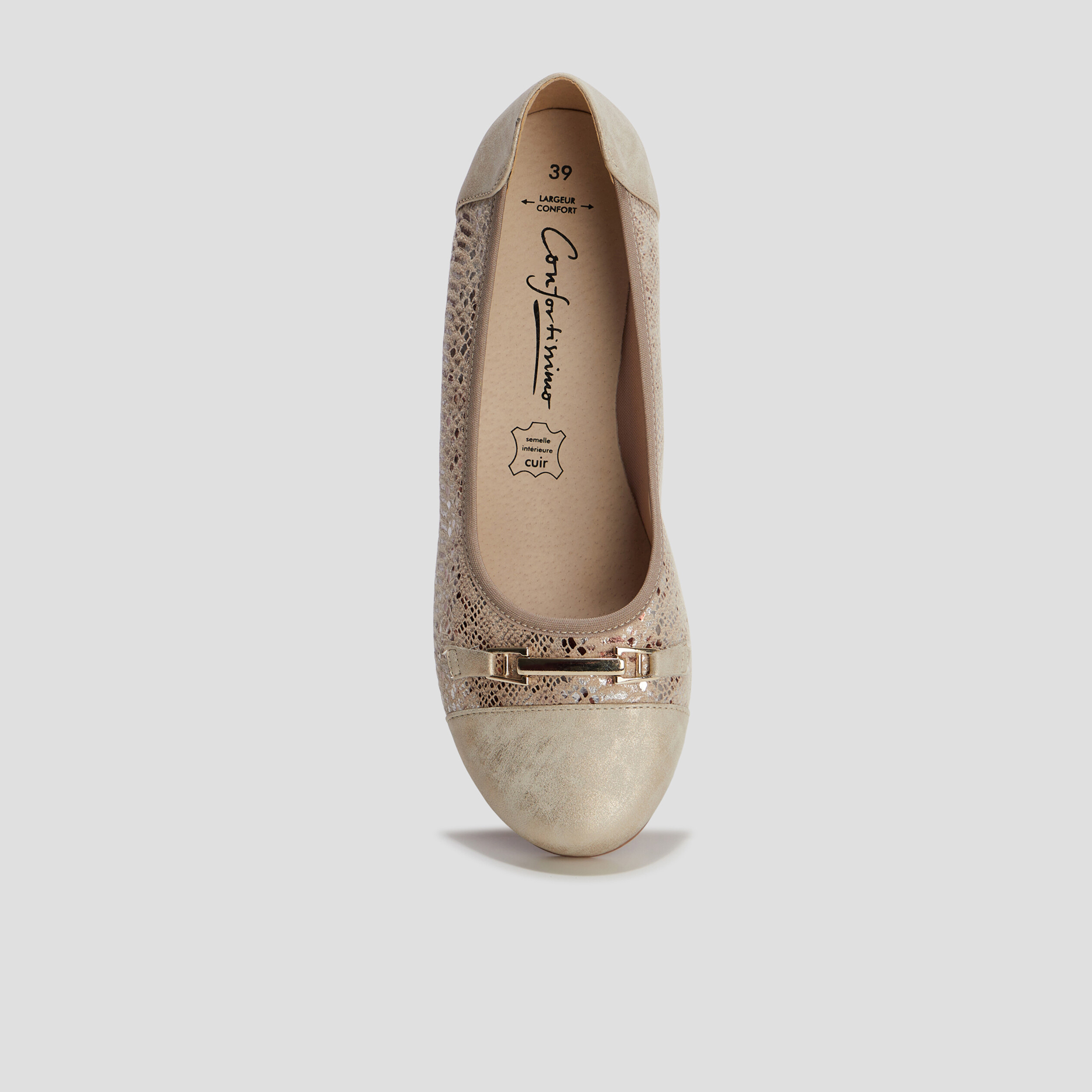 Ballerines à talons pied large sable femme | La Halle