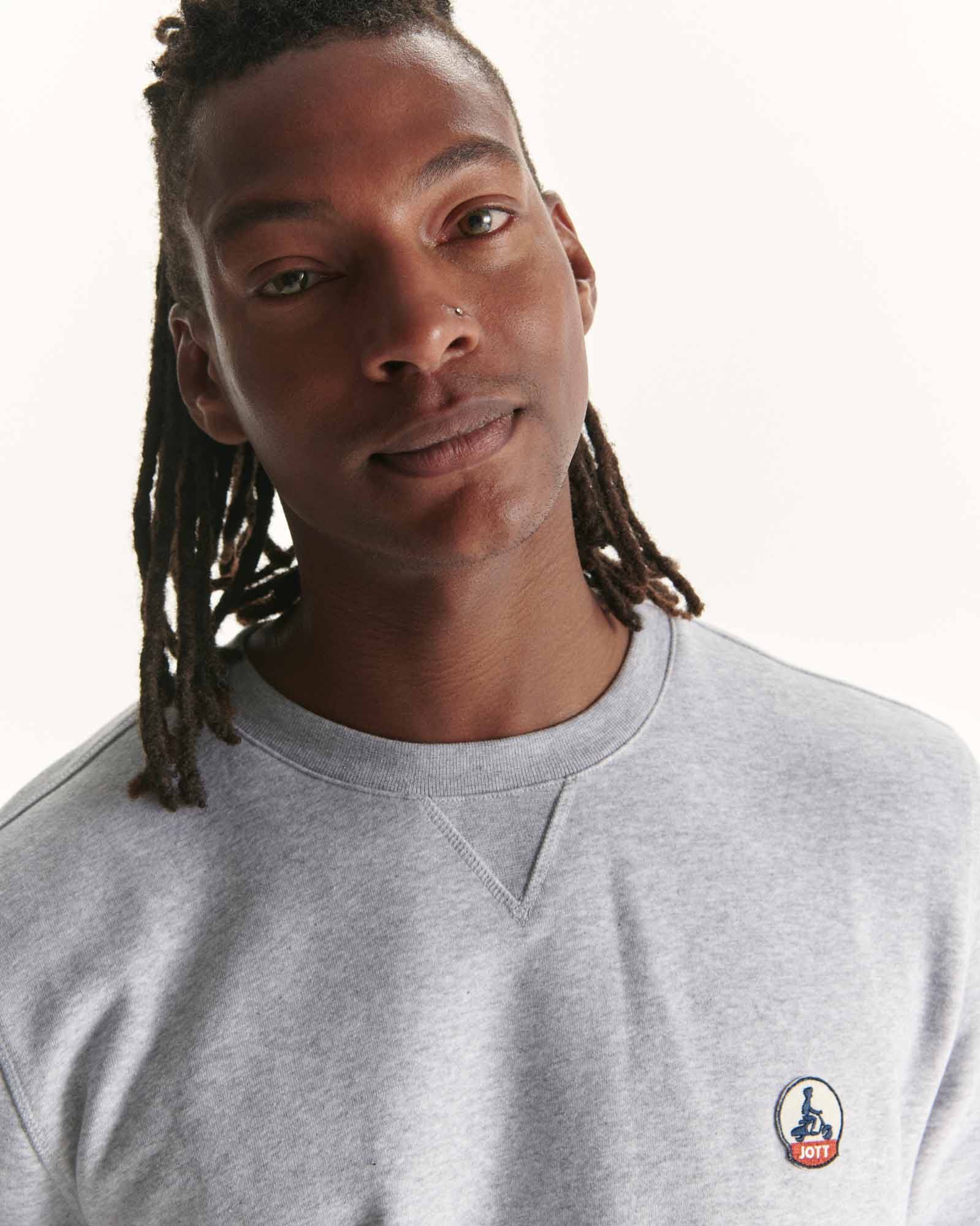 Sweat homme en coton biologique Gris chiné Braga