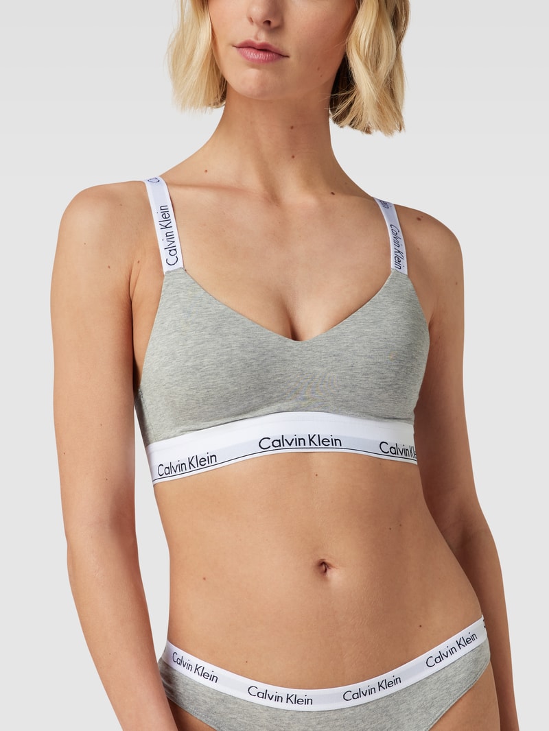 Bralette mit Label-Details in hellgrau
