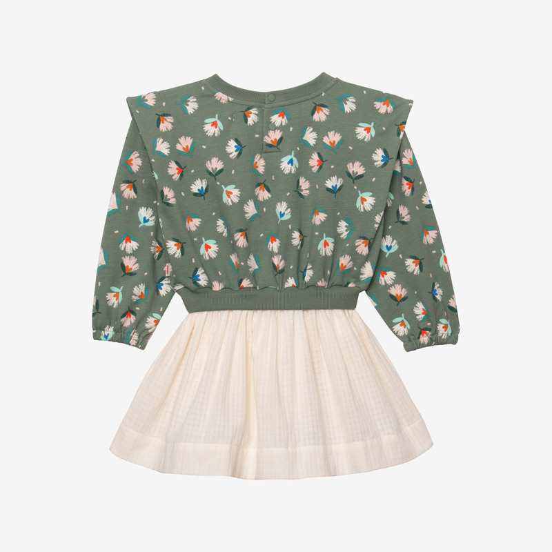 Robe bébé fille trompe-l'oeil herbier verte Catimini