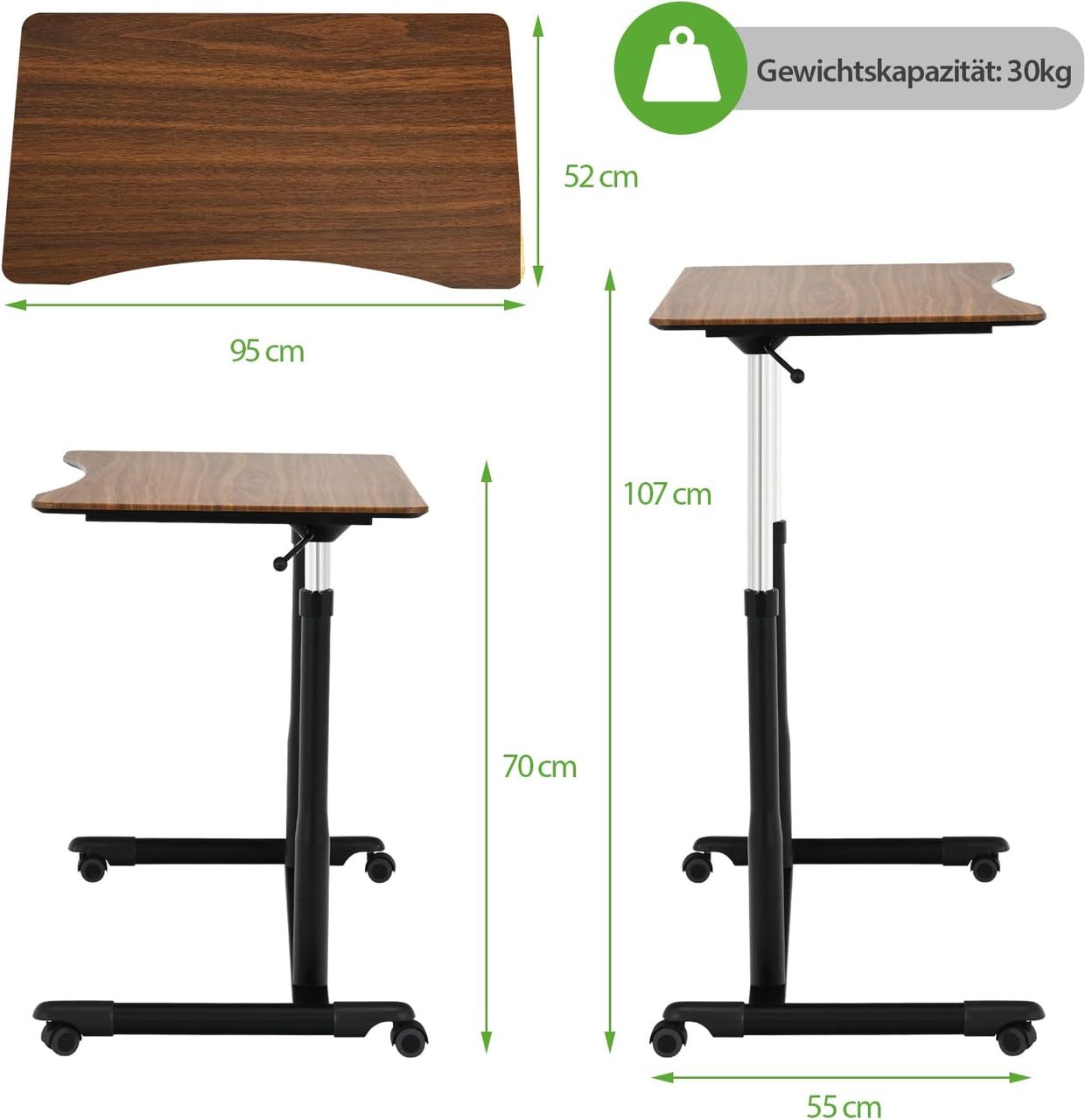 Costway COSTWAY Computertisch höhenverstellbar von 70-107cm