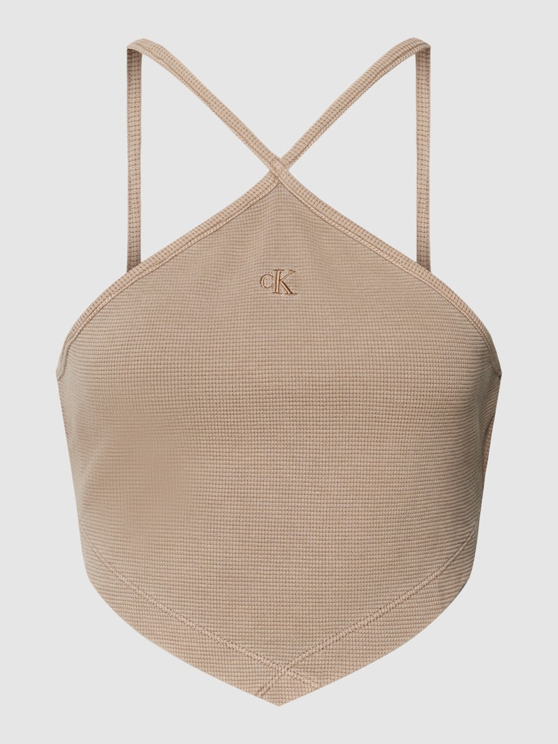 Crop Top mit Strukturmuster in beige
