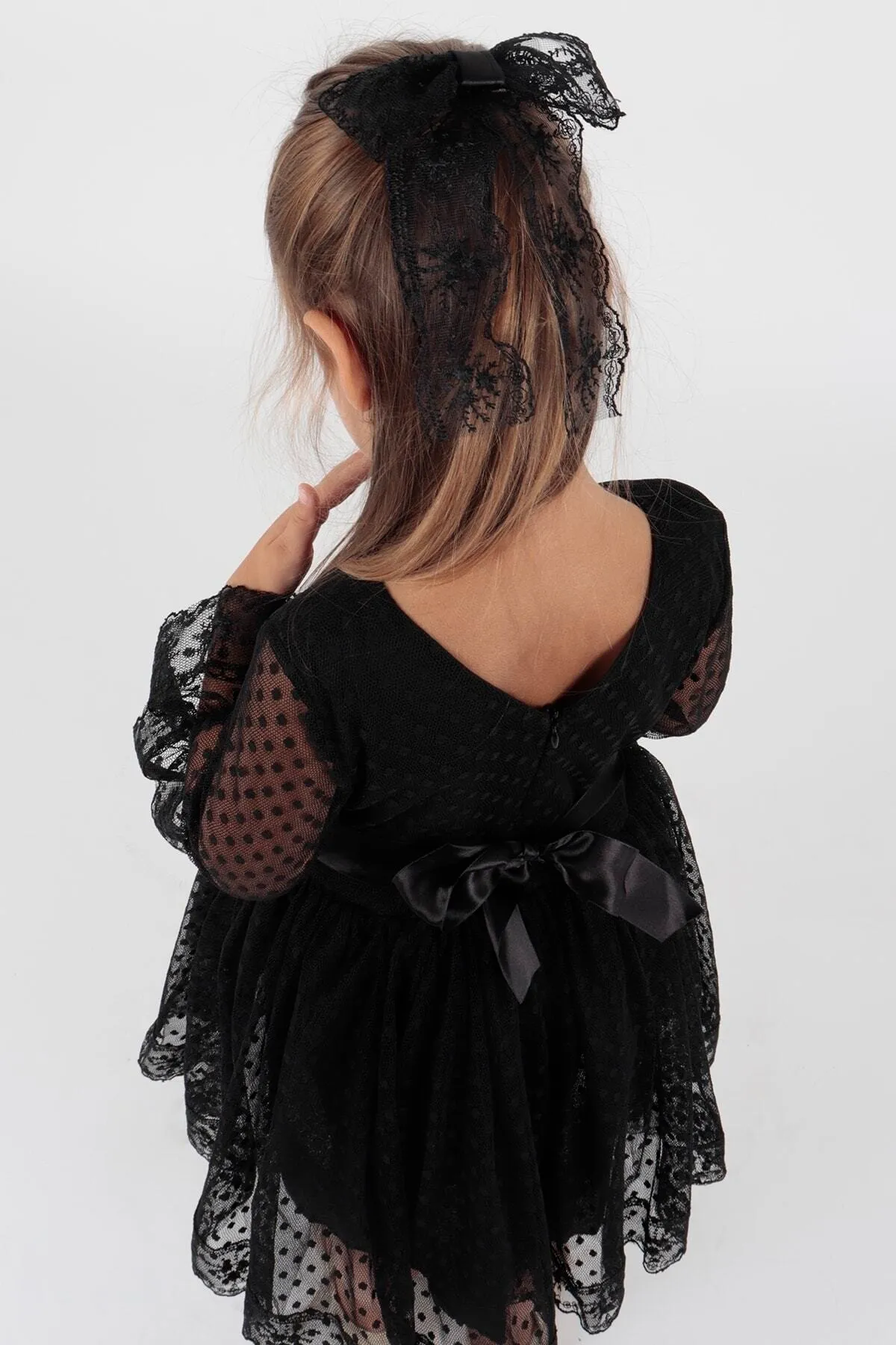 AHENGİM  Trendiges Abendkleid für Mädchen mit Schnalle und Tüllspitze Ak2209