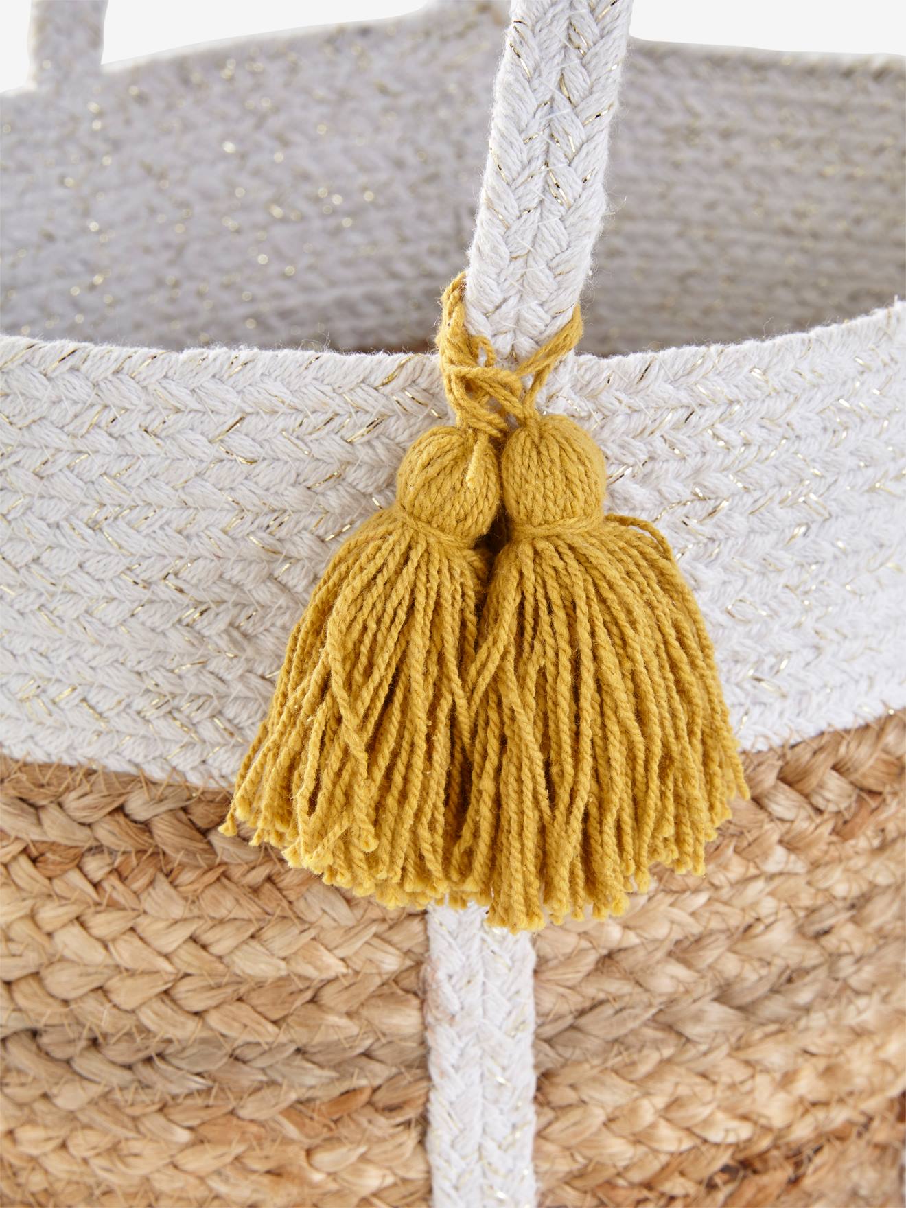 Panier en jute avec fils lurex Marguerite blanc