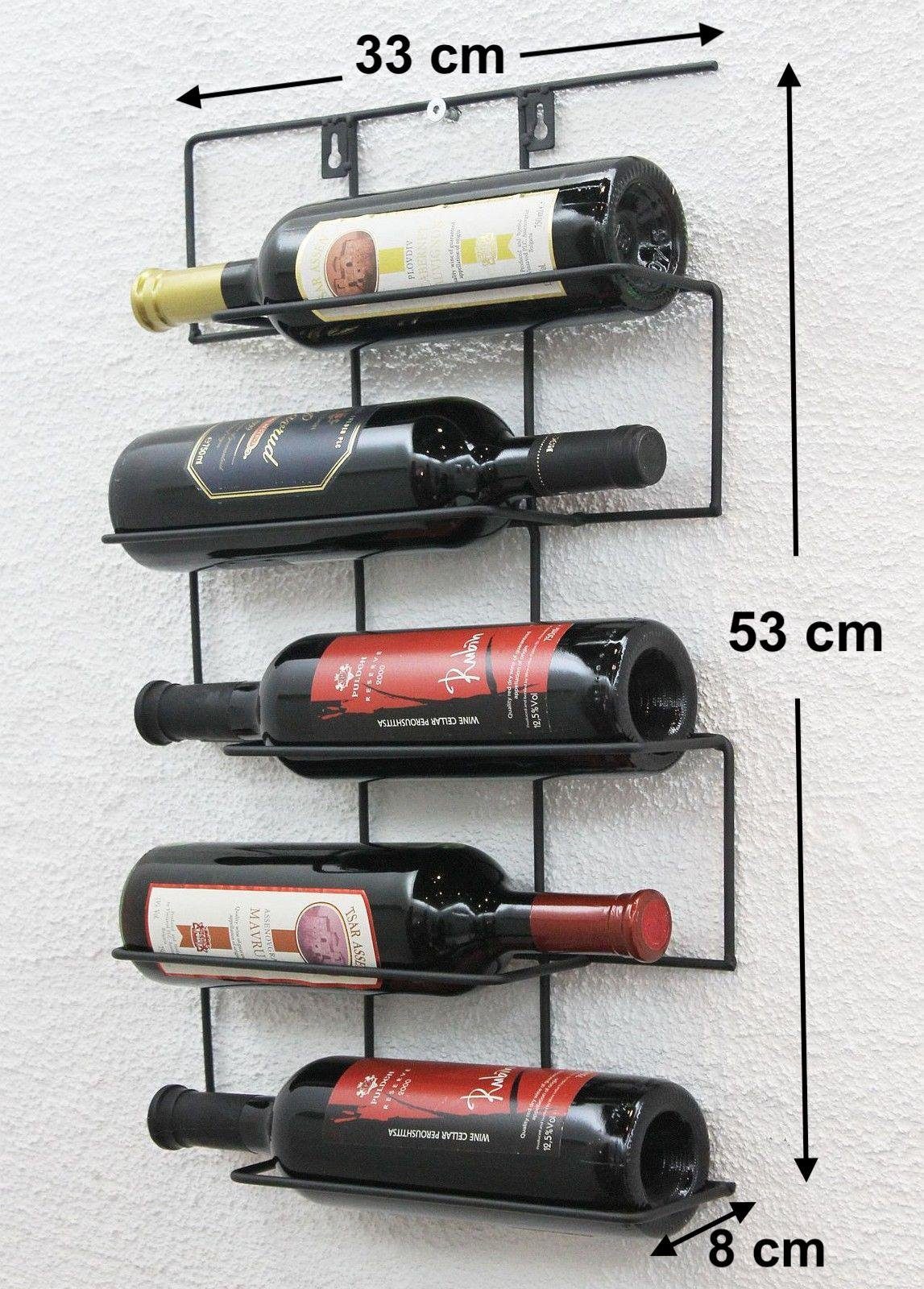 DanDiBo Weinregal Weinregal Wand Metall Flaschenhalter Cinco 53 cm HX13615
