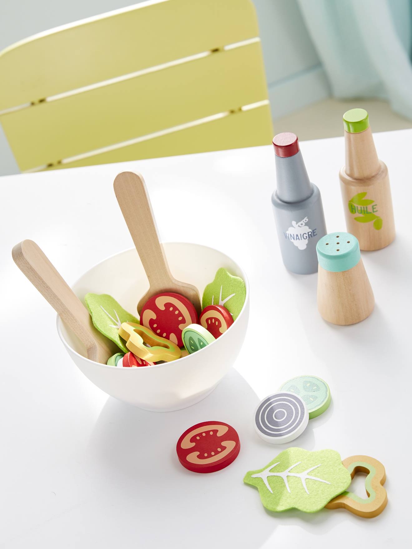 Vertbaudet Salat-Set für die Spielküche, Holz FSC - mehrfarbig
