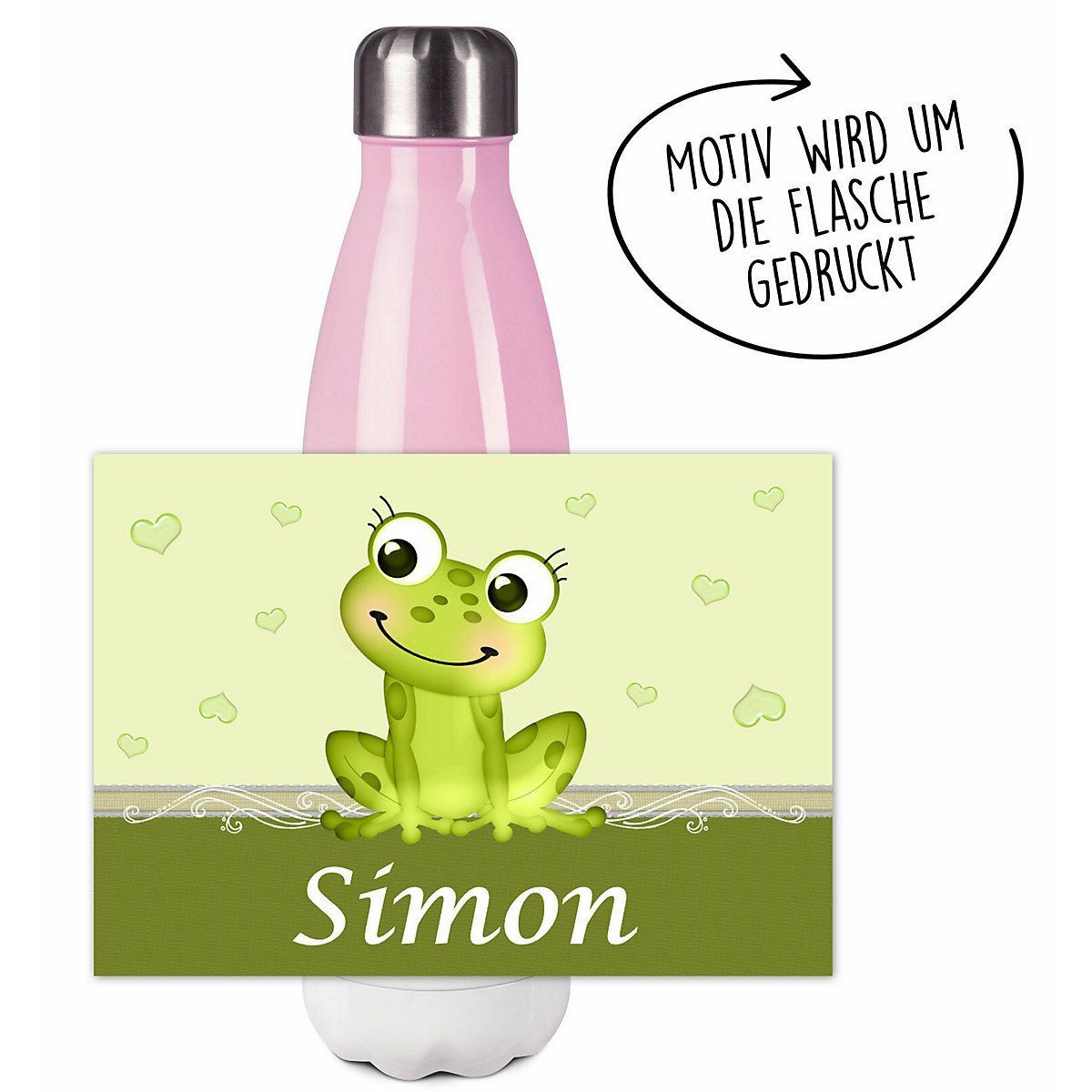 Edelstahl Kinder Thermoflasche / Trinkflasche bunt Frosch Spülmaschinenfest, Auslaufsicher, Bruchfest, Doppelwandig, Für Heißgetränke geeignet, Mit Deckel, Isoliert