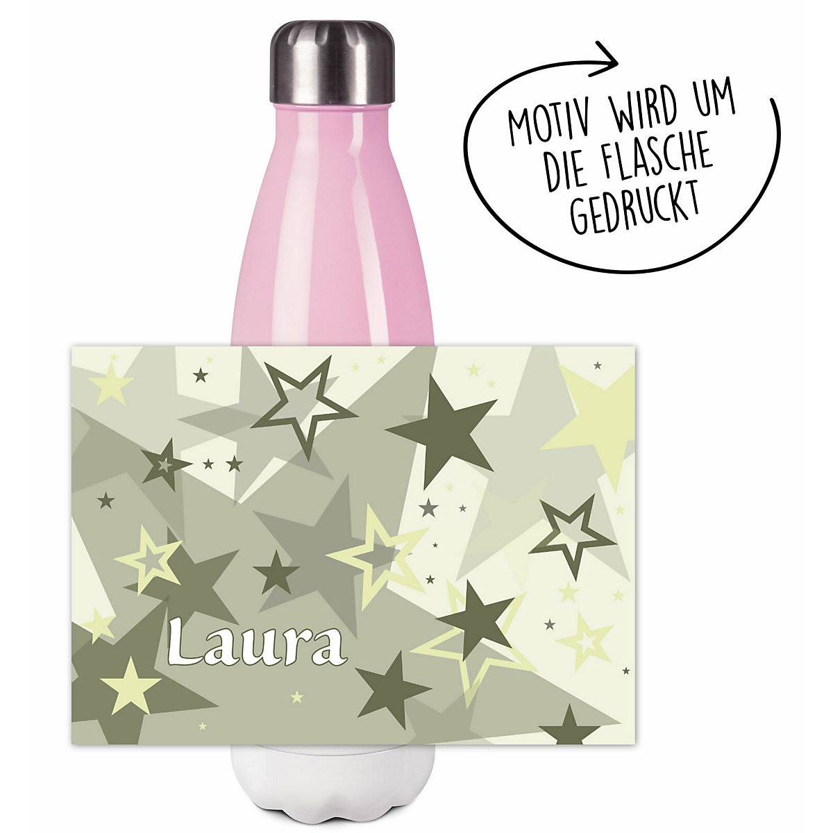 Edelstahl Kinder Thermoflasche / Trinkflasche bunt Sternenhimmel Farbe grau beige Spülmaschinenfest, Auslaufsicher, Bruchfest, Doppelwandig, Für Heißgetränke geeignet, Mit Deckel, Isoliert