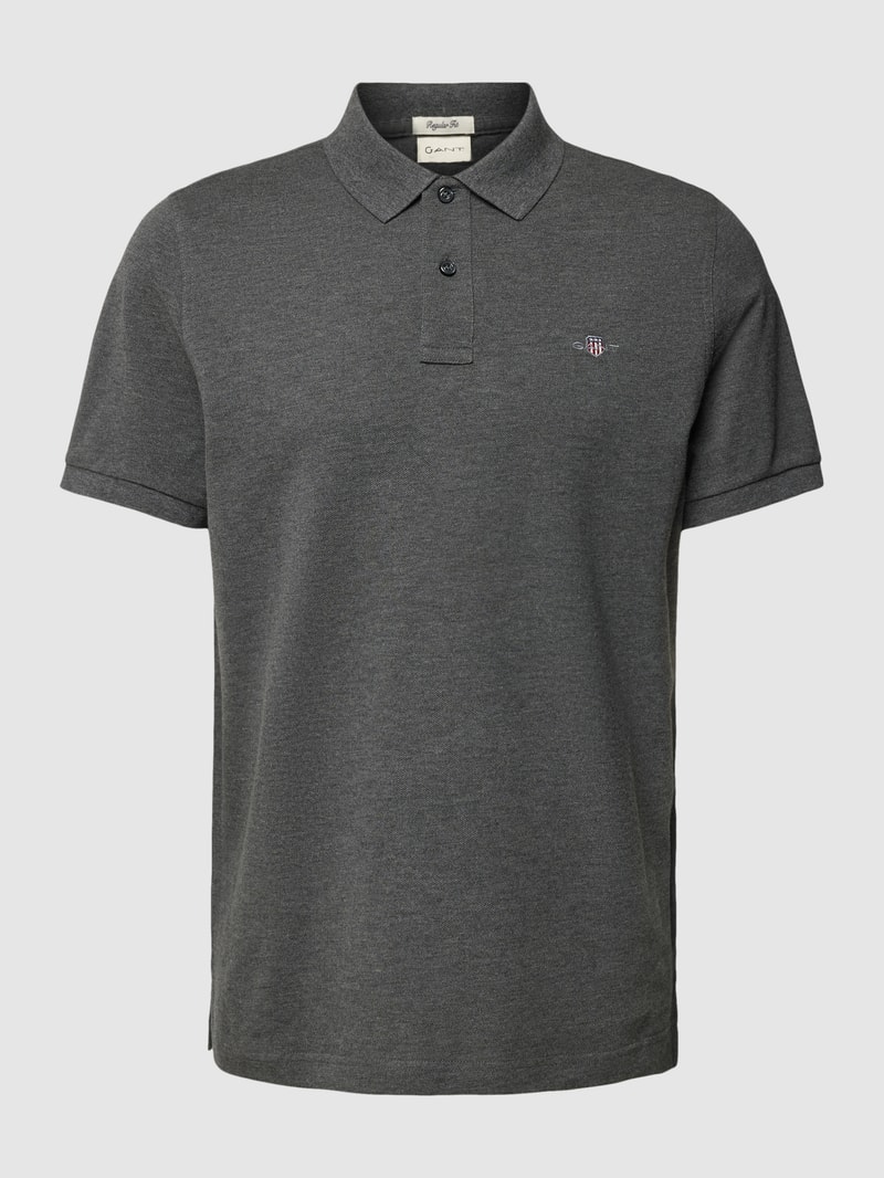 Poloshirt mit seitlichen Schlitzen Modell 'SHIELD' in anthrazit meliert