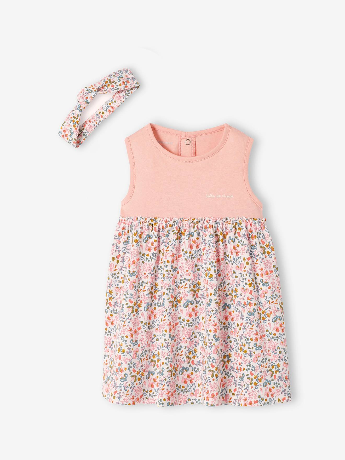 Vertbaudet Kleid mit Haarband für Mädchen Baby - wollweiß