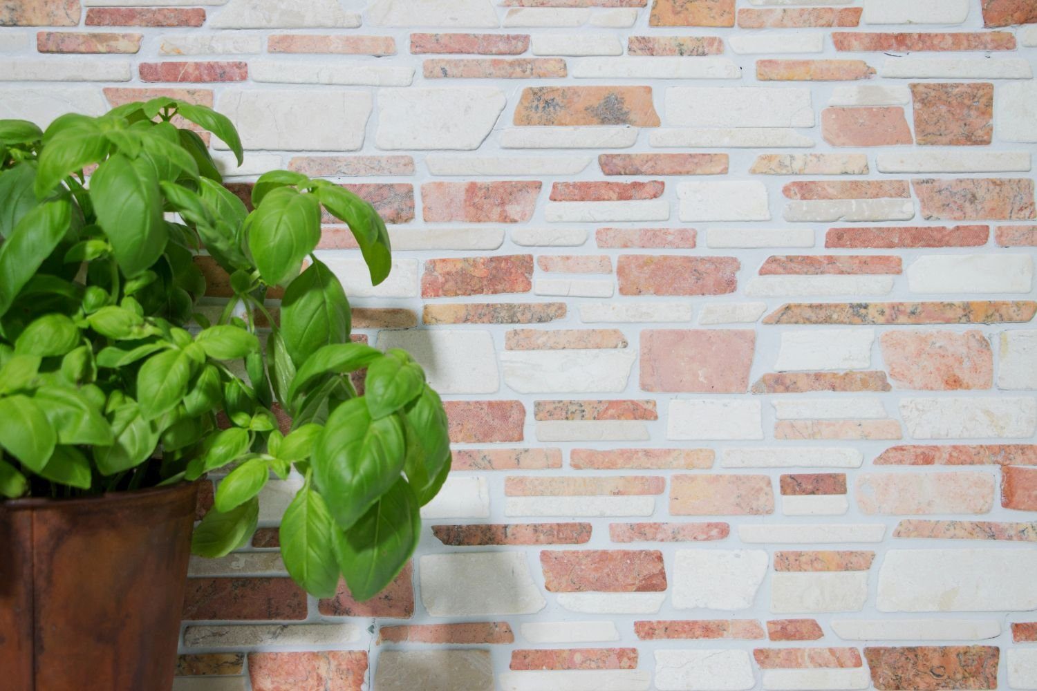 Mosani Bodenfliese Rechteckiges Marmormosaik Mosaikfliesen mix beige rot matt