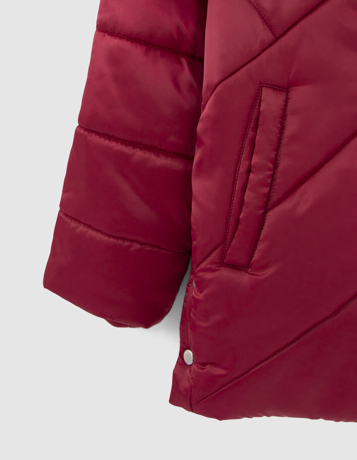 Doudoune bordeaux nylon matelassé fourrée à capuche fille