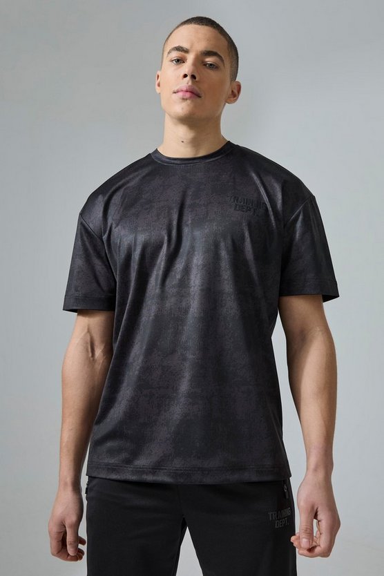 Oversize Camouflage T-Shirt mit Active Training Dept Print