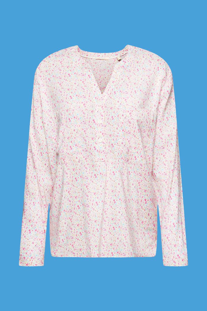 Florale Bluse mit V-Ausschnitt und Knöpfen