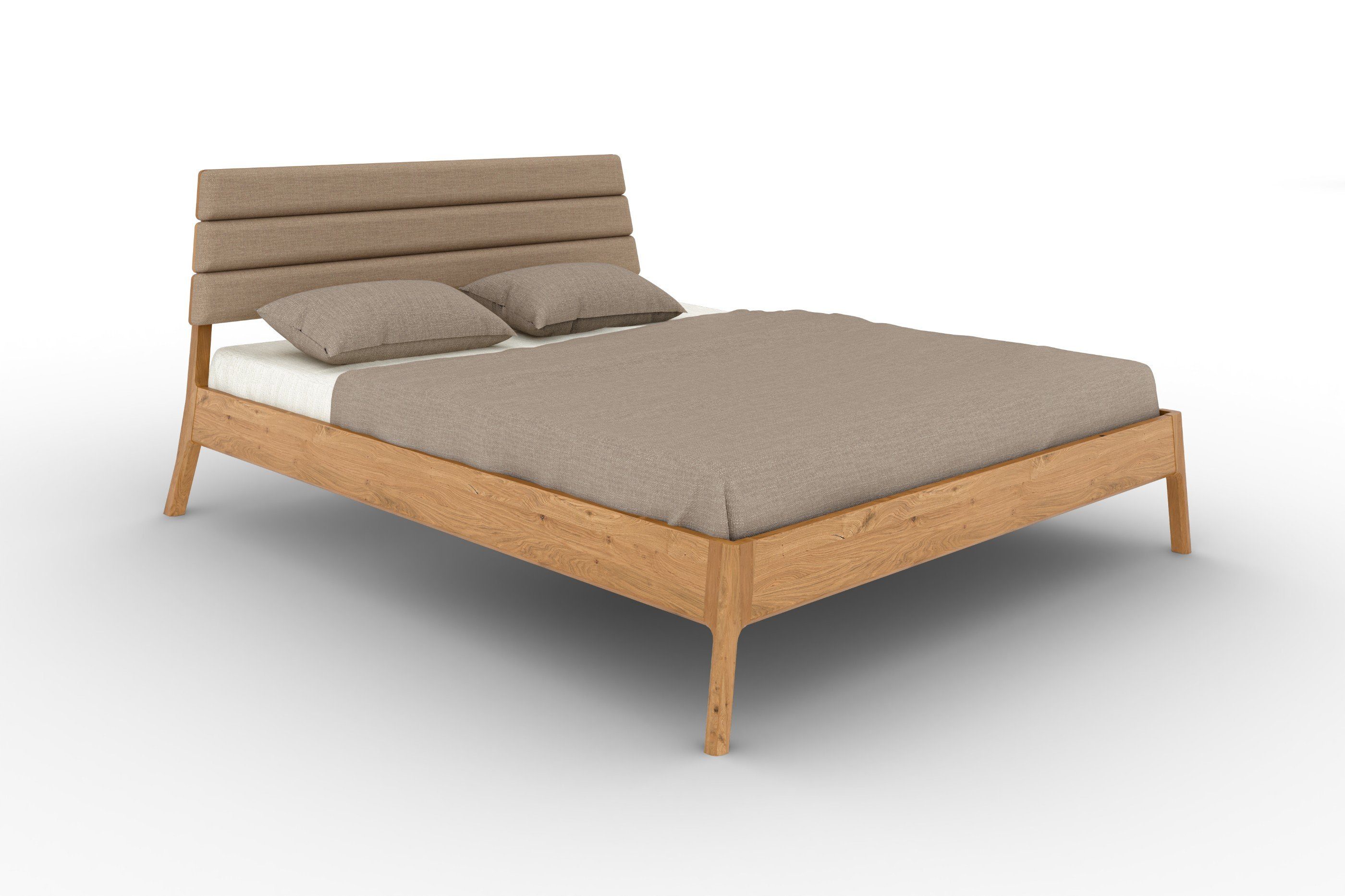 byoak Massivholzbett TWIG 2 mit Polsterkopfteil 90x200 aus Wildeiche Naturgeölt