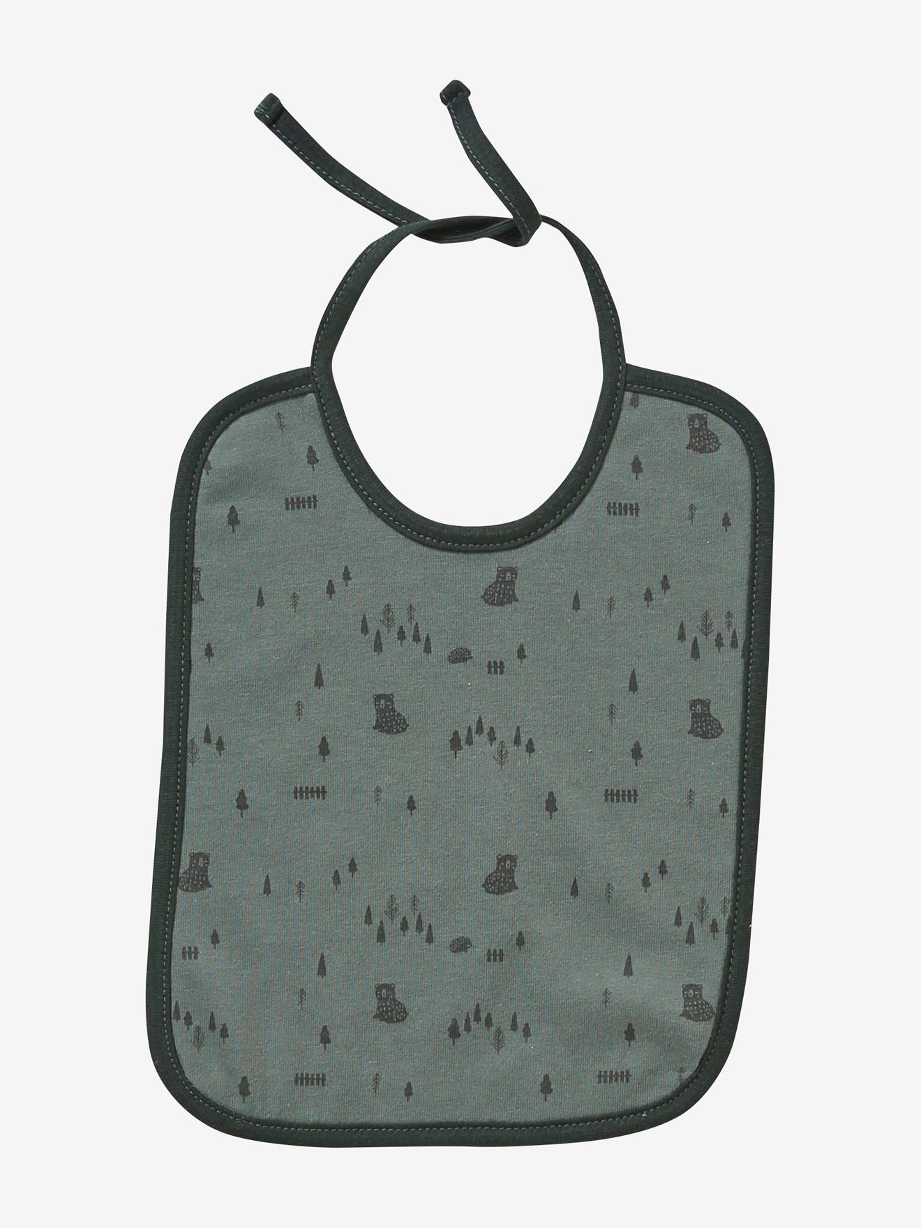 Lot de 5 bavoirs bébé vertbaudet décor animaux green forest
