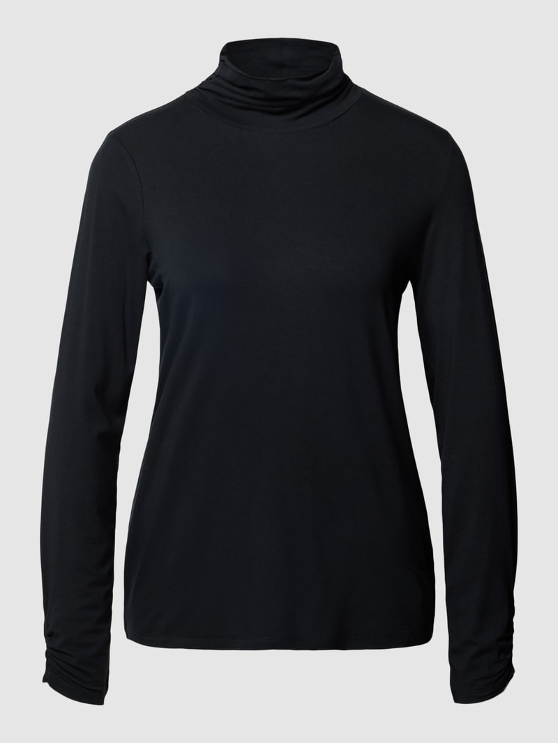 Longsleeve mit Stehkragen in unifarbenem Design in schwarz