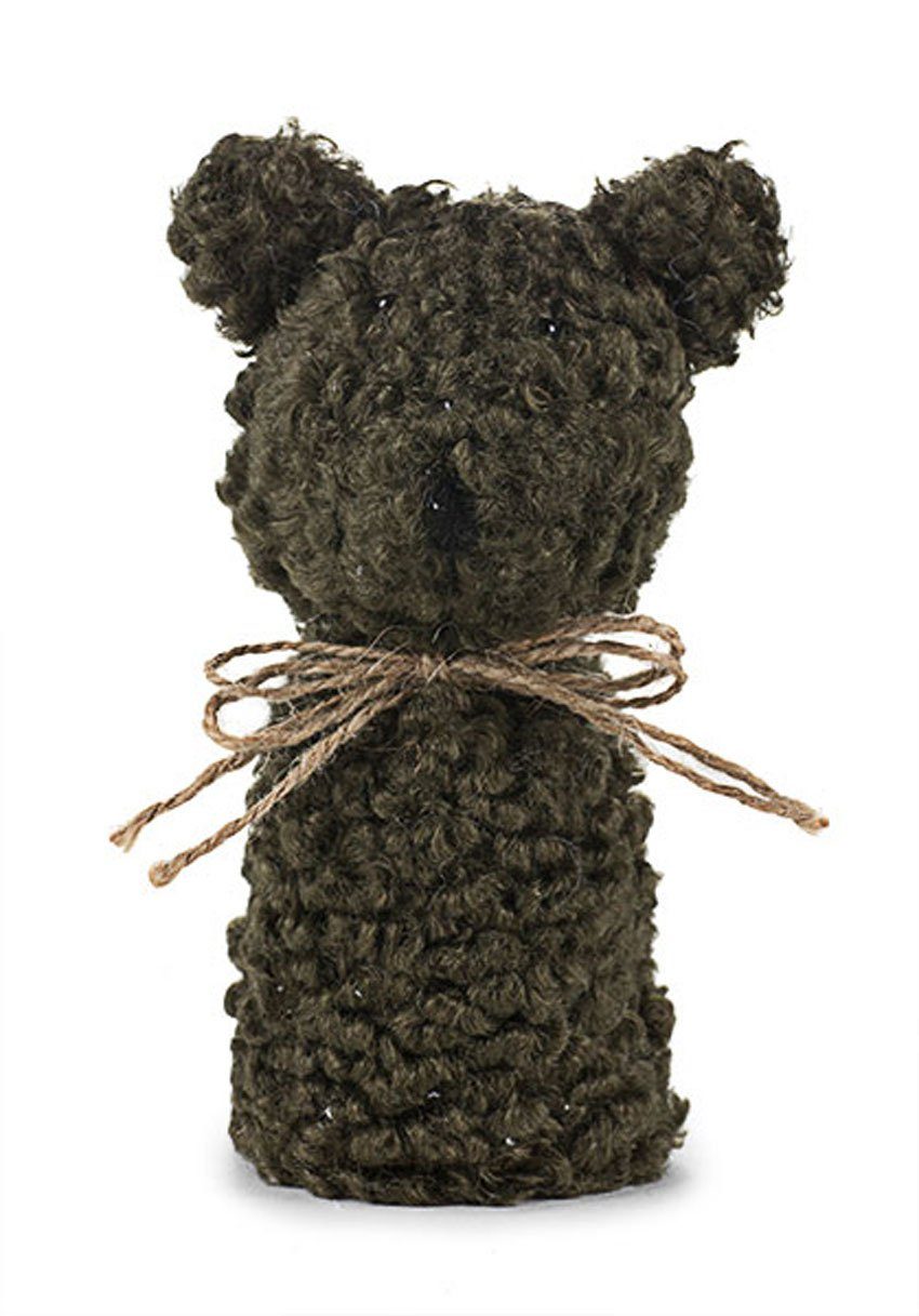 Baden Frühstücks-Set eierwärmer teddybär grün aus kunstfell höhe 13cm